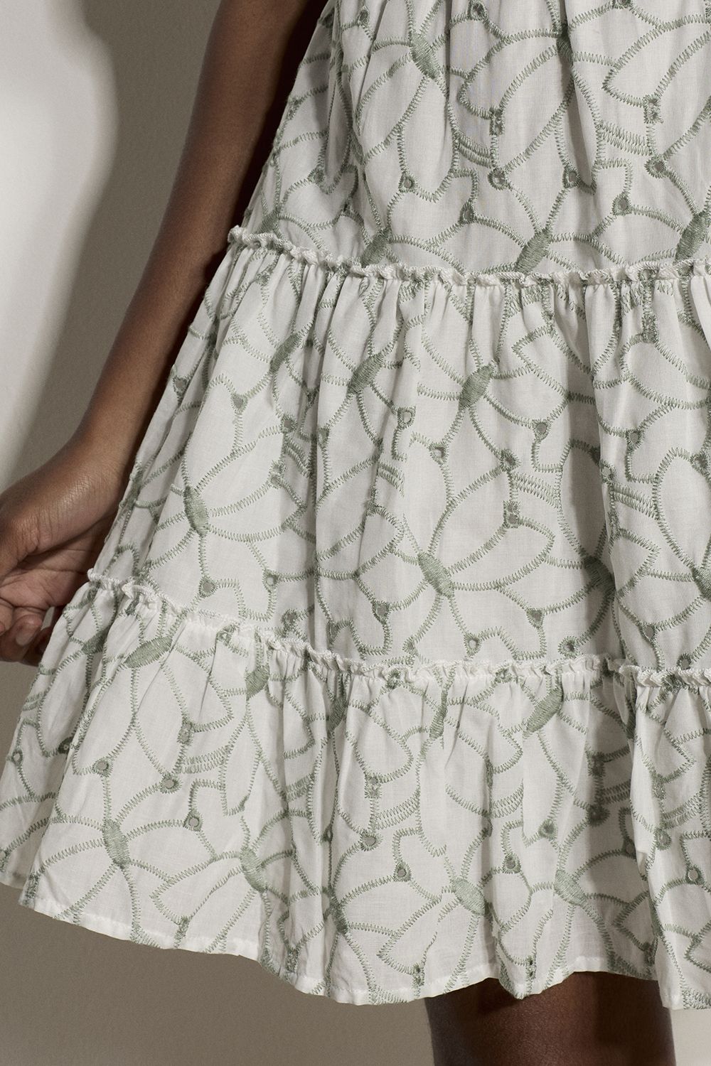 Apricot Cotton Floral Embroidered Cami Mini Dress