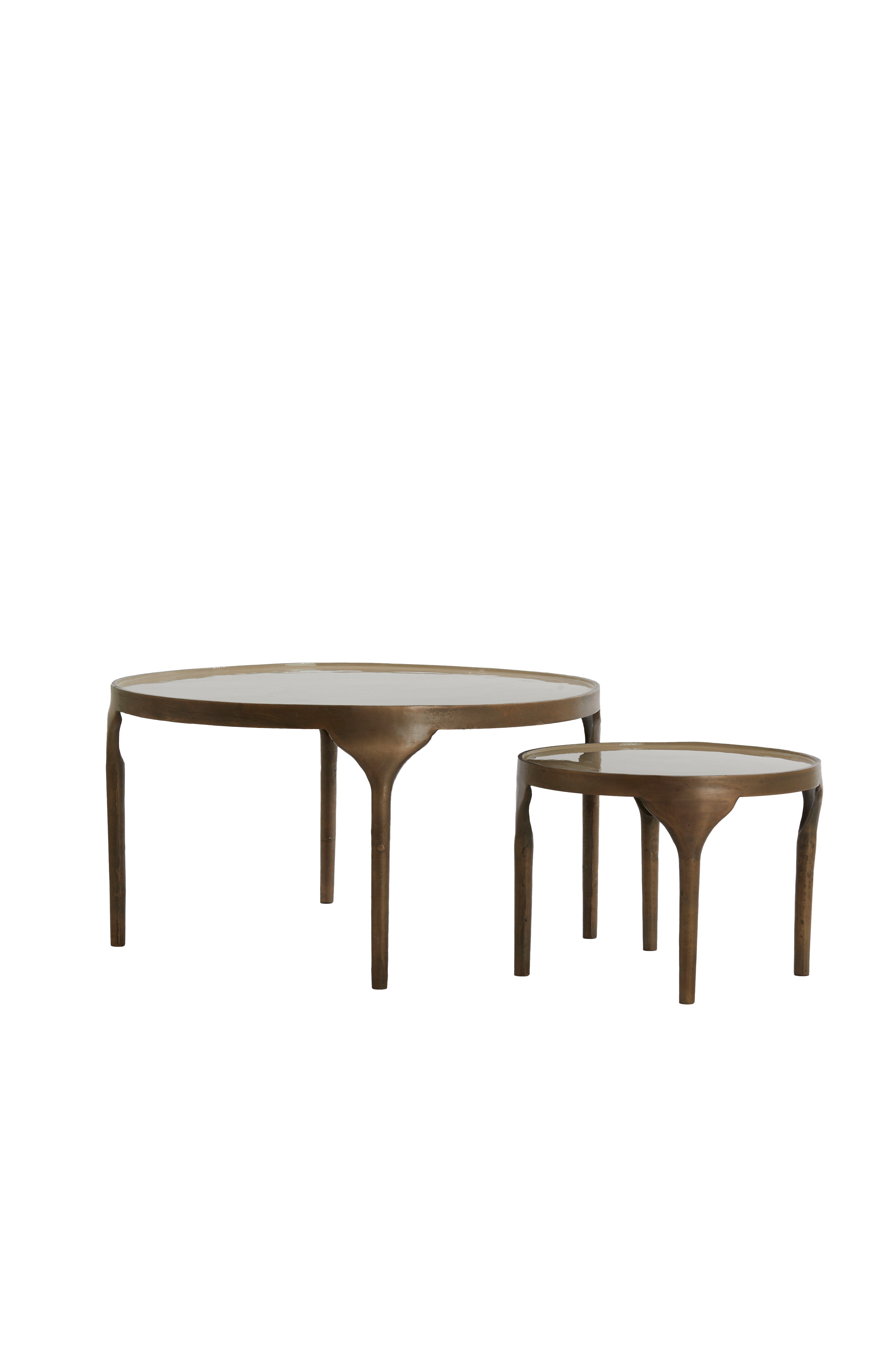 Light & Living bijzettafel LAPAZ - Ø85x45cm - brons - Set van 2
