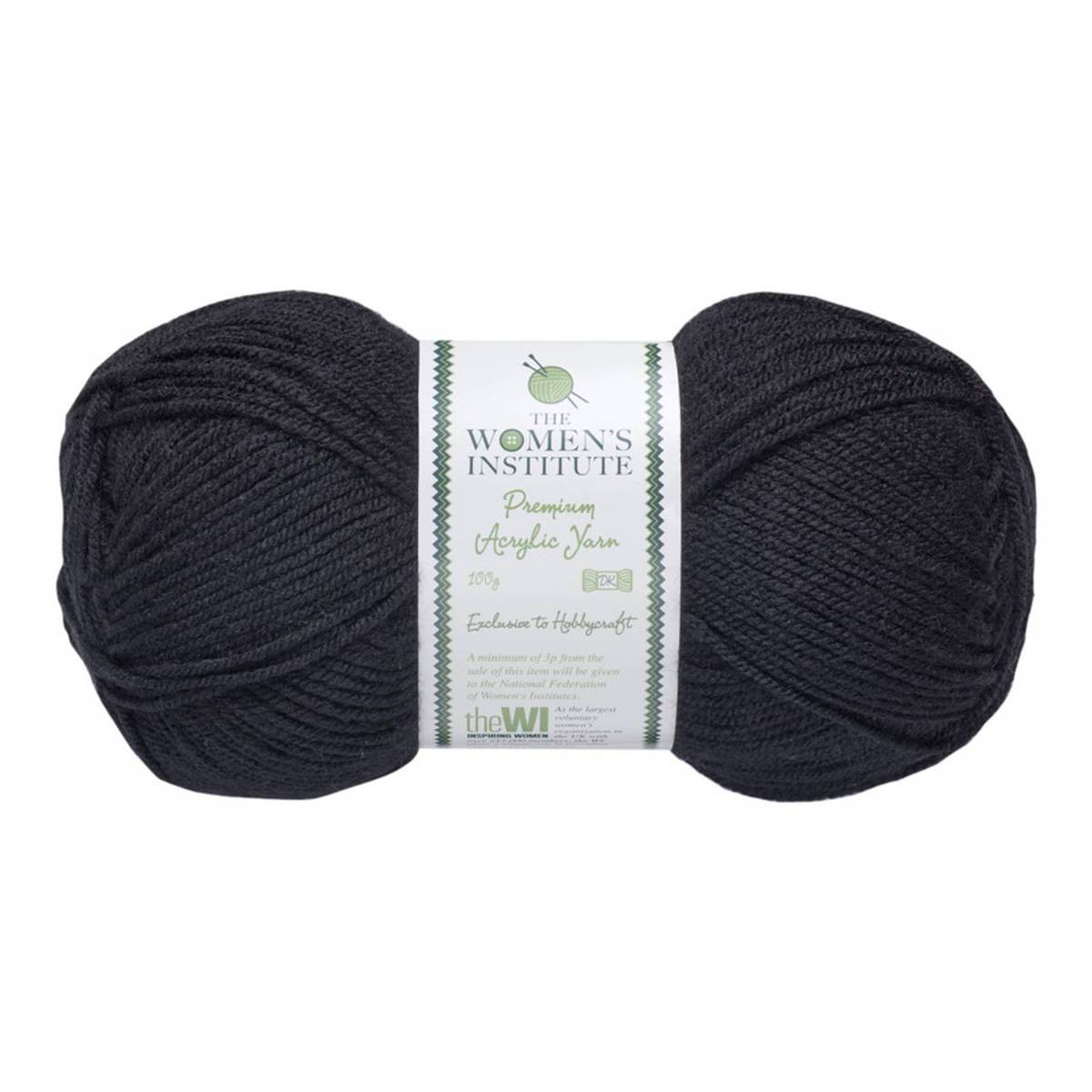 Women's Institute Black Premium Acrylic Yarn 100g