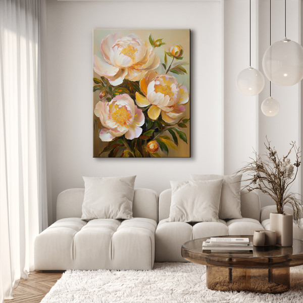 Feeby Obraz na płótnie, Piwonie Kwiaty Malowane Natura 40x60