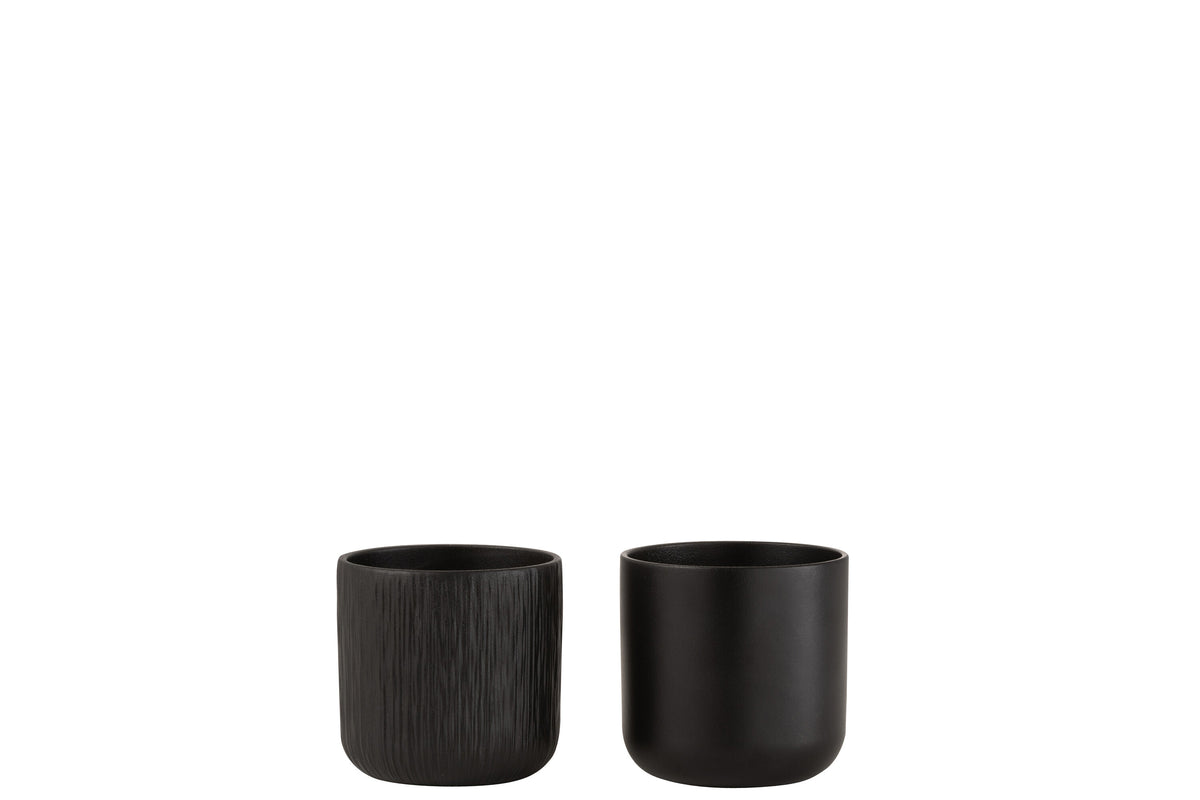 J-Line bloempot Gen - keramiek - zwart - extra small - 2 st. - Ø 11.5 cm