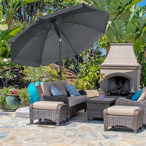 Parasol inclinable octogonal dia. 1,8 x 2,09H m acier époxy polyester 160 g/m² anti-UV50  gris