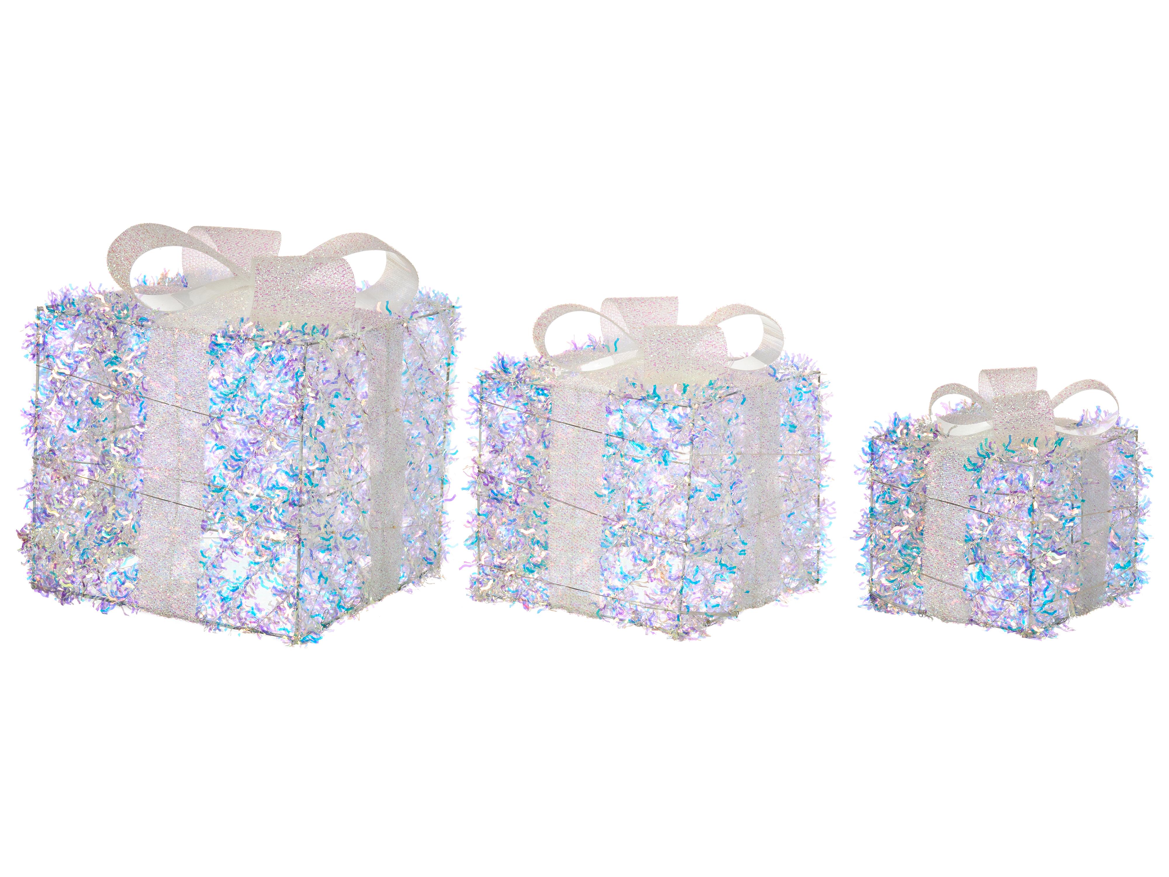 Set of 3 Christmas Decorations LED HALLANGEN Christmas Gifts 20/25/30 cm Multicolour