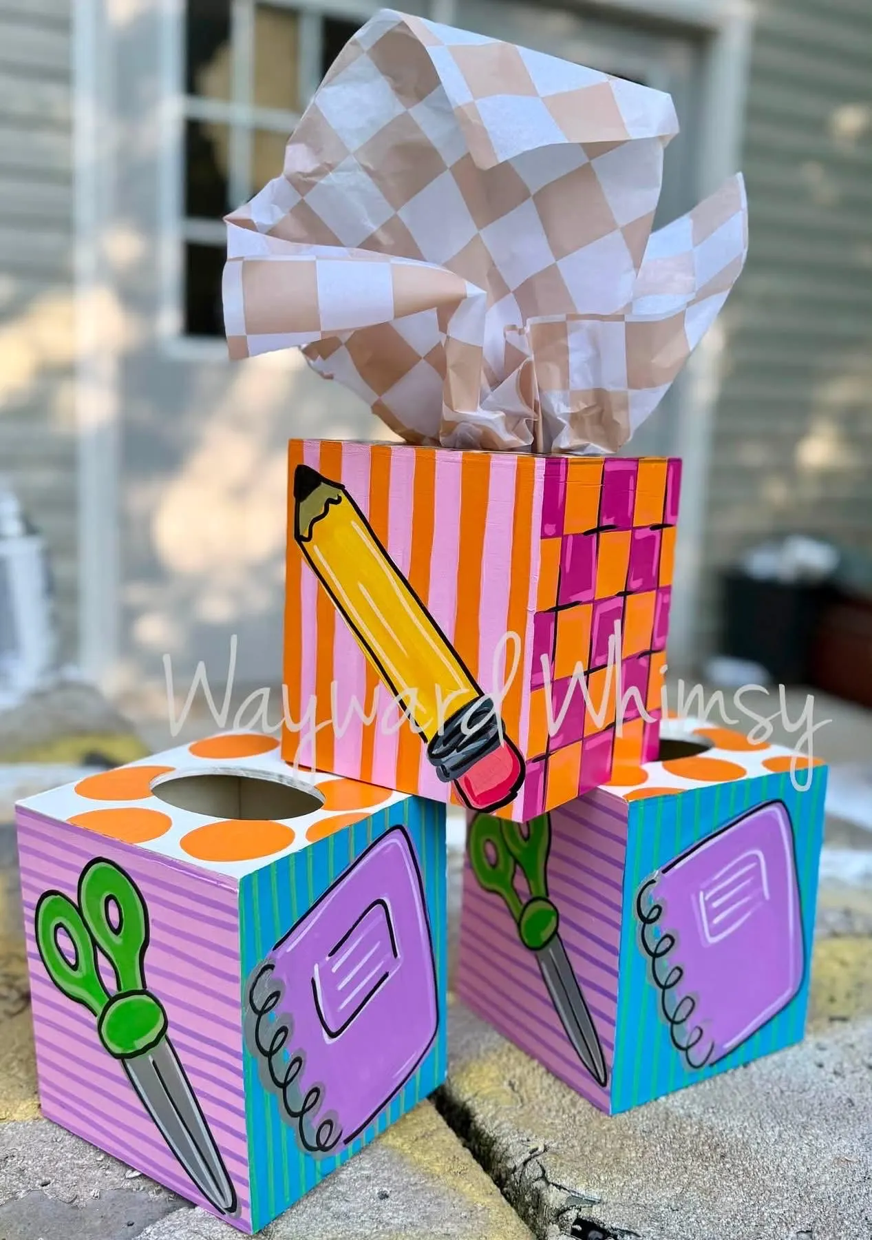 Wooden tissue Box holder - Storage box- hand painted- tester- sample listing- discounted pricing
