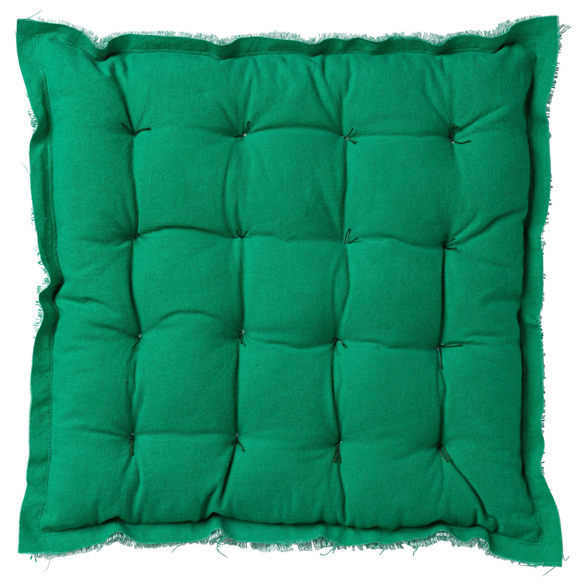 BURTO COUSSIN DE SOL - Galette de chaise vert en coton 40x40 cm uni