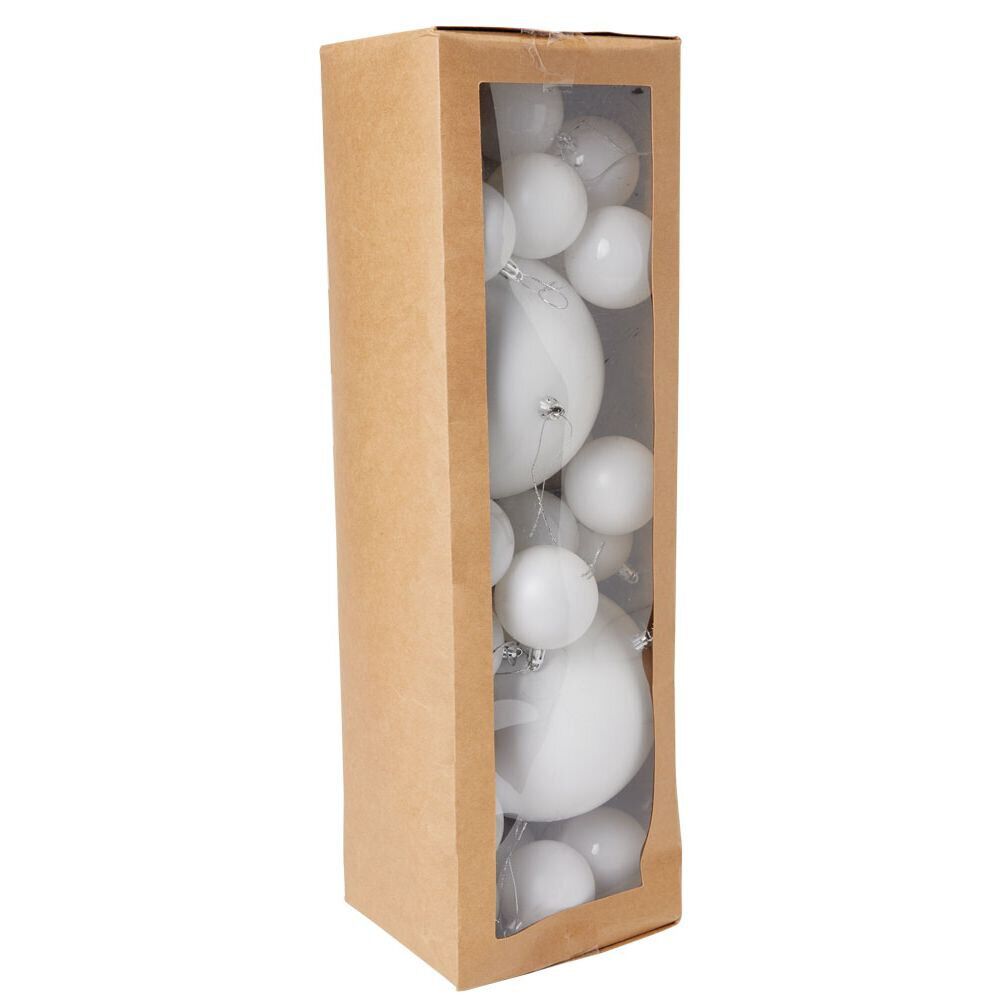 Boule de No&euml;l Ø7cm x30 et Ø15cm x2 blanc