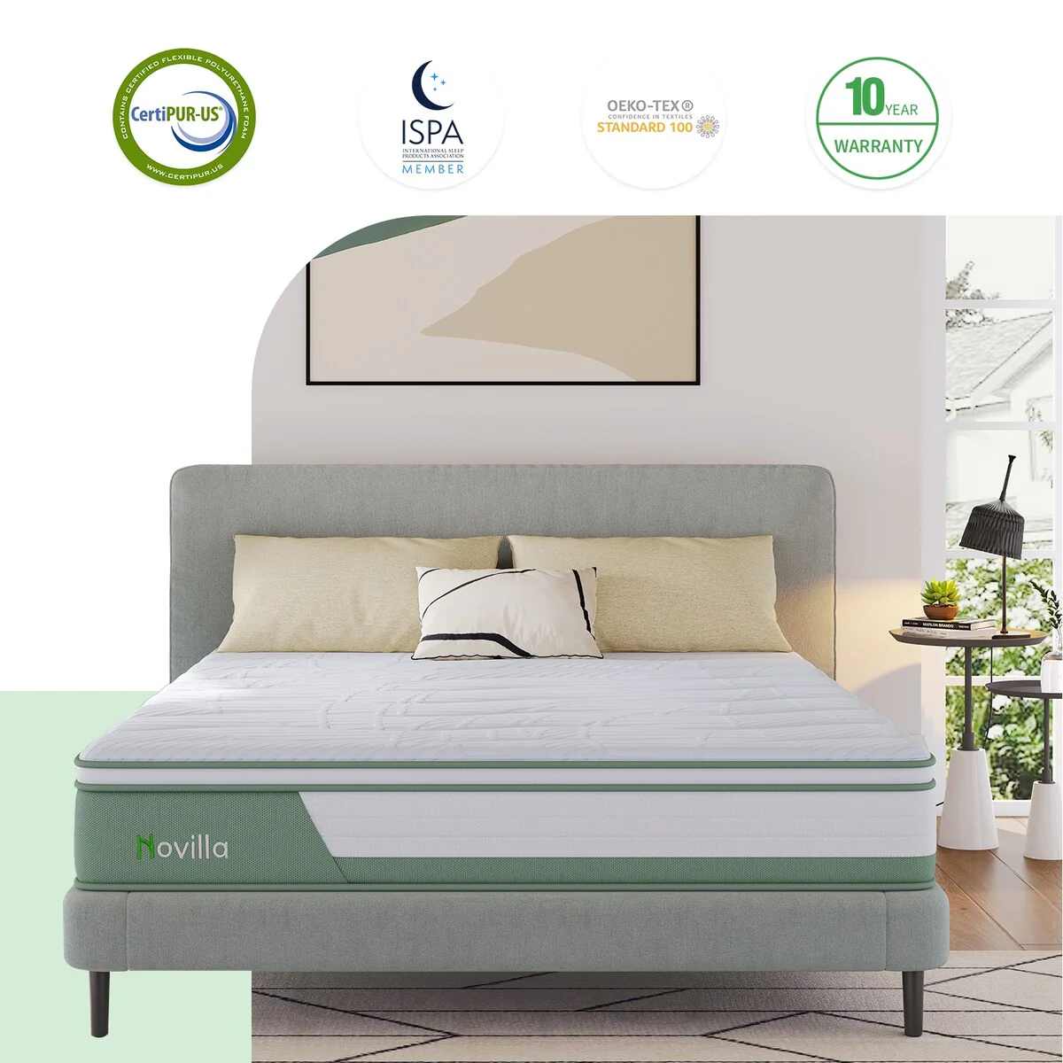 Novilla 8-inch Gel Memory Foam and Pocket Spring Hybrid Mattress
