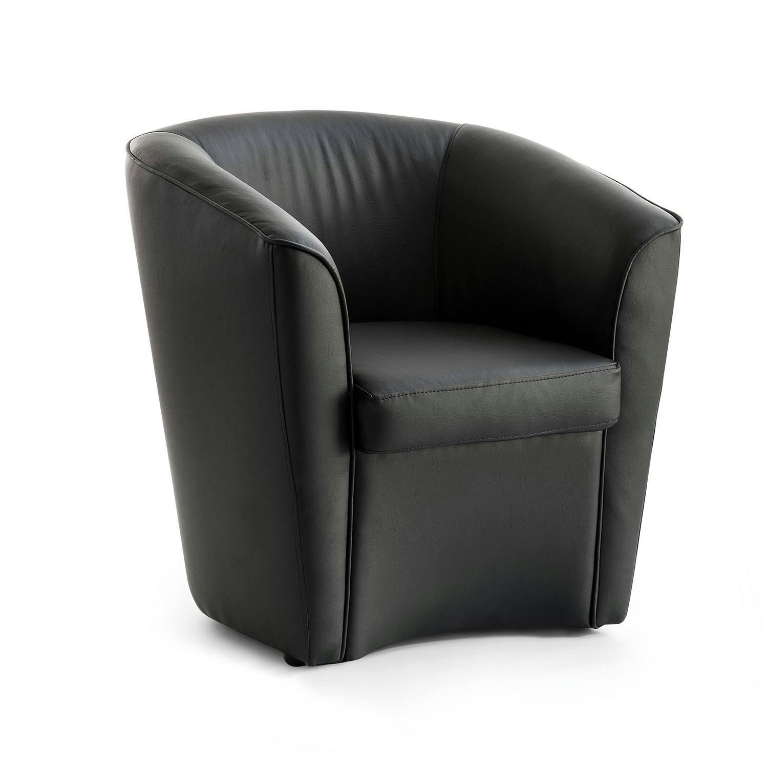 ANNALUNA - Fauteuil lounge en éco-cuir noir