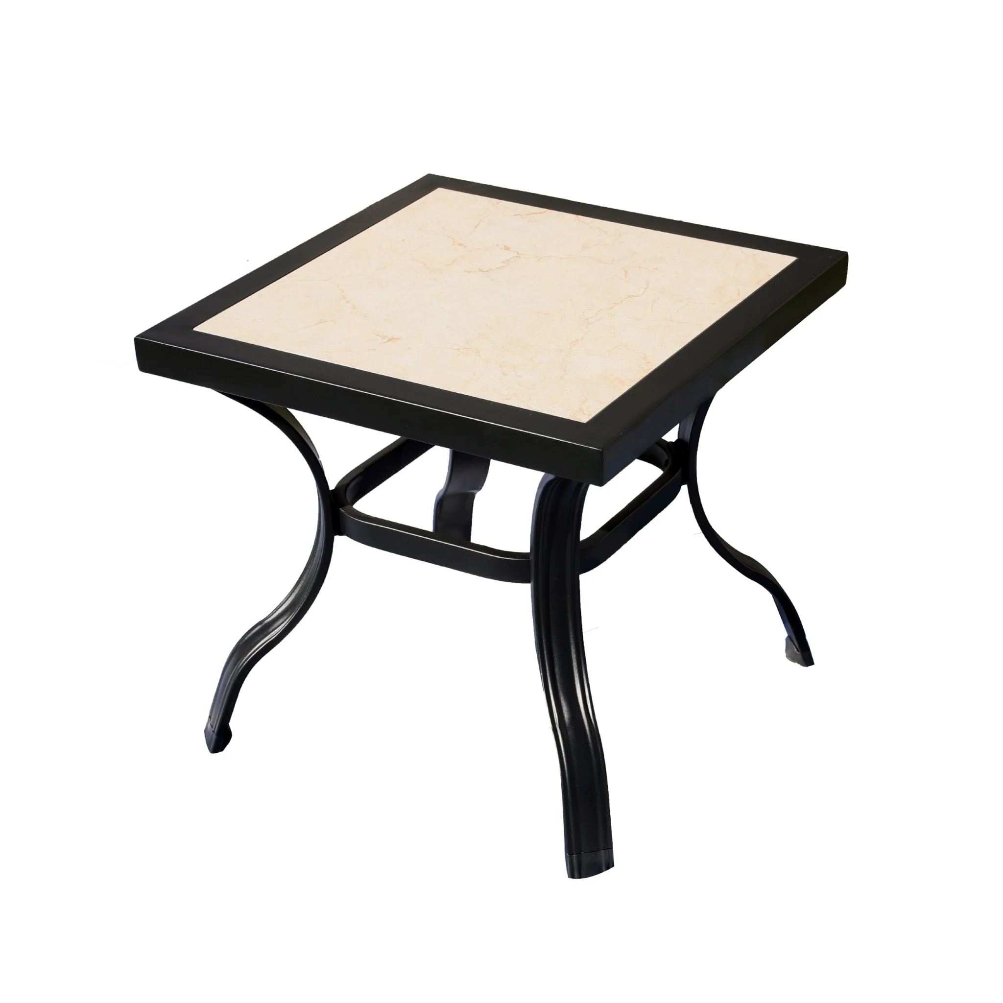 HomeRoots 21 Beige and Ivory Square Ceramic Outdoor Side Table