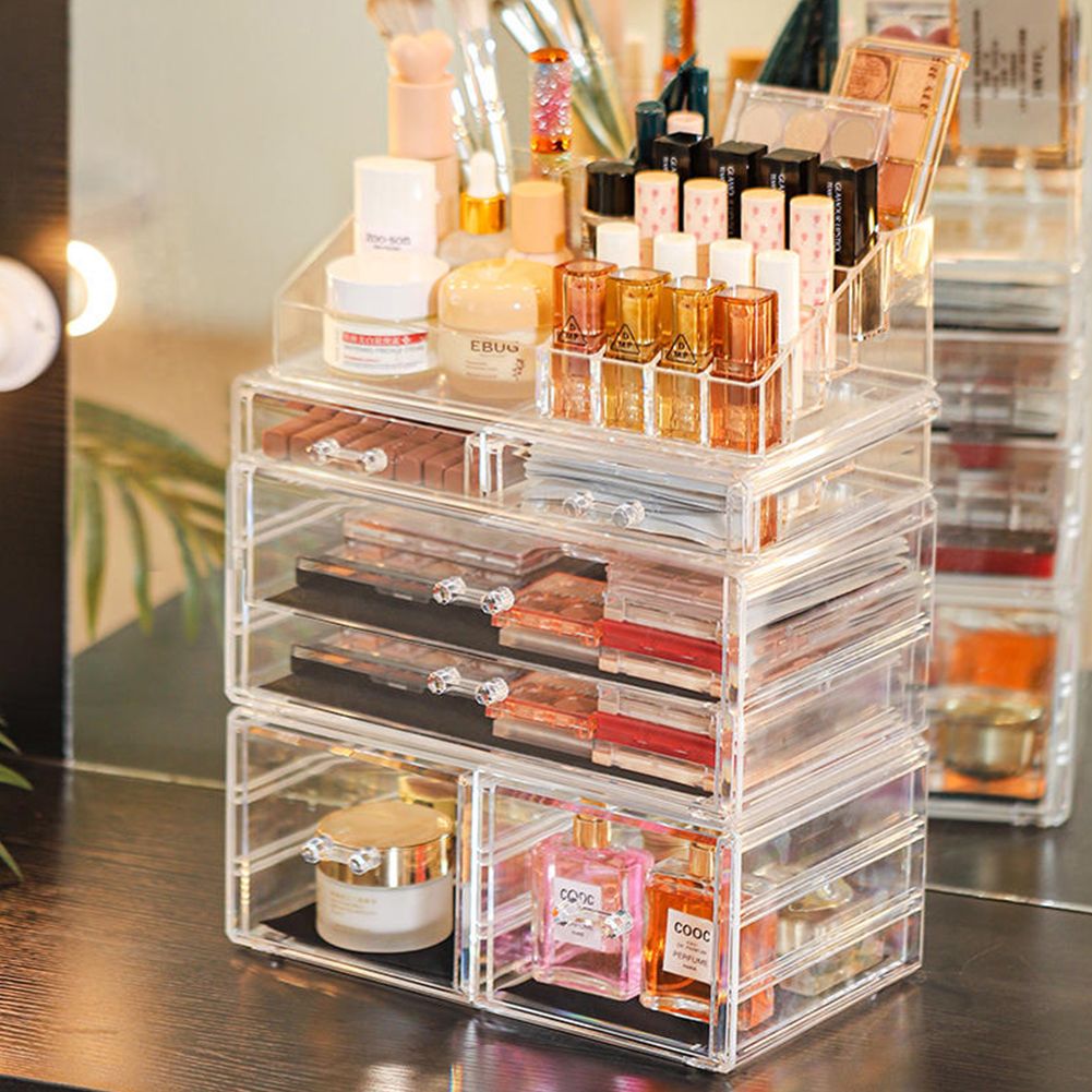 H&O Direct Plastic Makeup Storage Box with Drawer