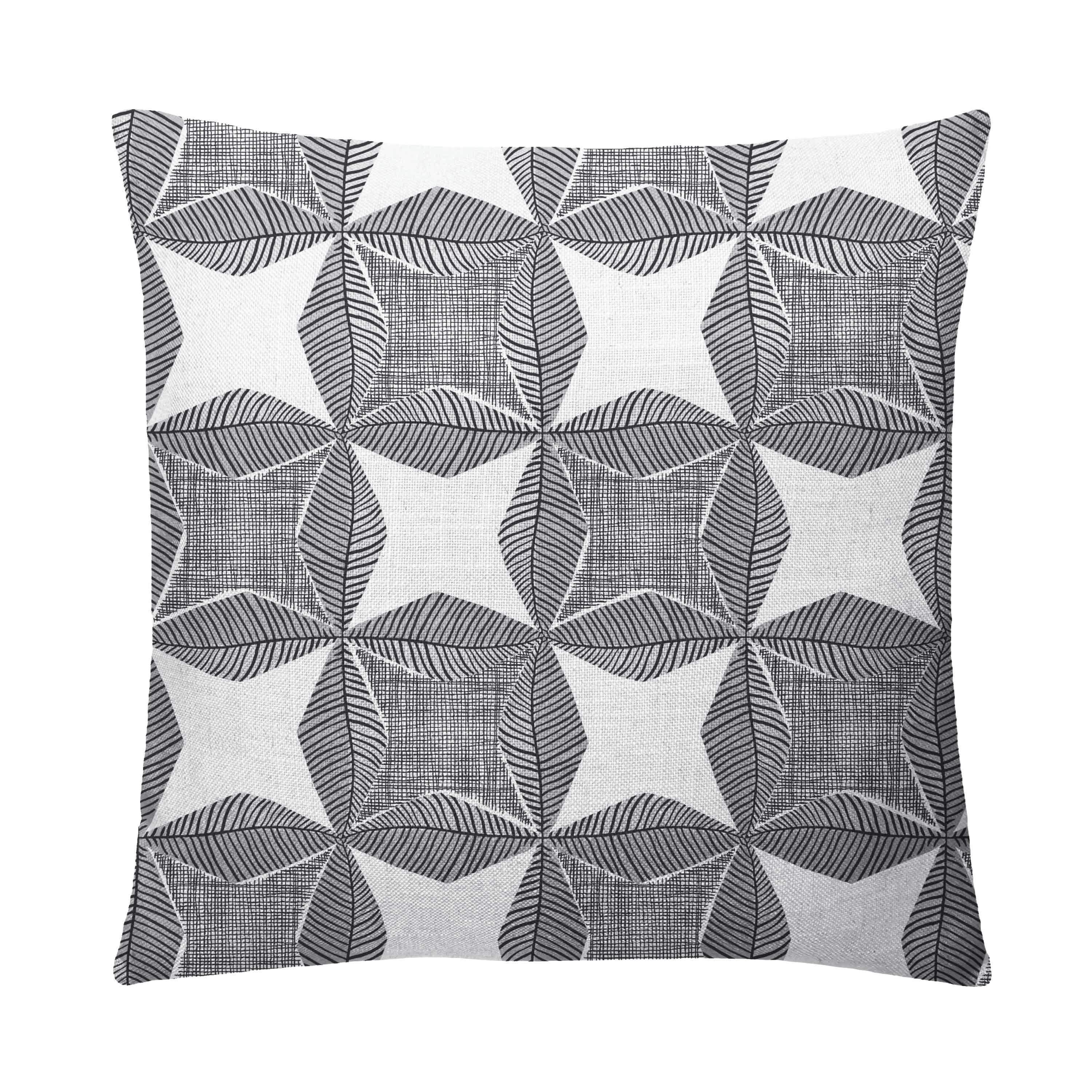 WAX - Housse de coussin bi-matière coton et lin 50x50cm Anthracite - Blanc