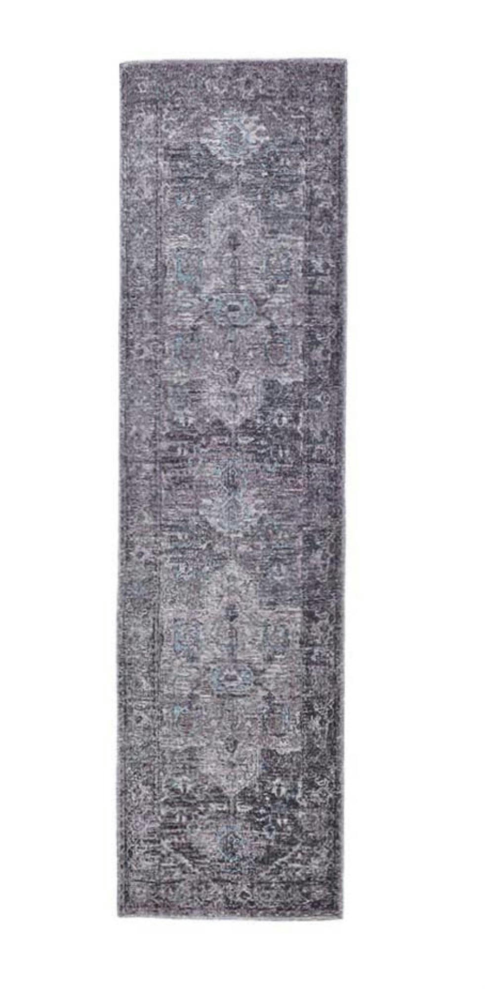 FUNKY ORIENT - Tapis d'orient vintage tissé plat gris 075x290 cm