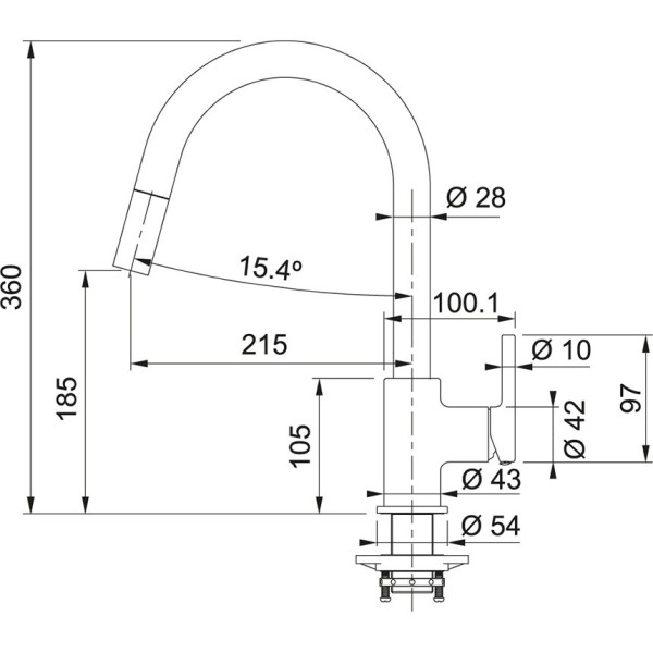 FRANKE Bateria LINA Pull-Out orzechowy 115.0626.082
