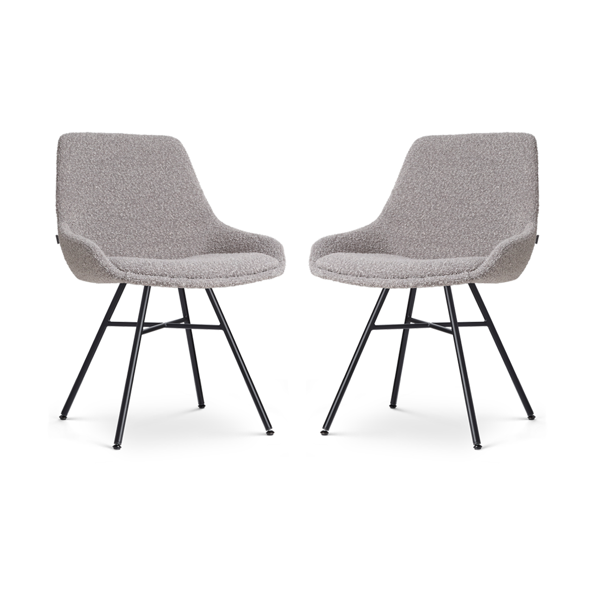 Nolon Noa-Isa Eetkamerstoelen Set van 2 - Bouclé Taupe - Zwart