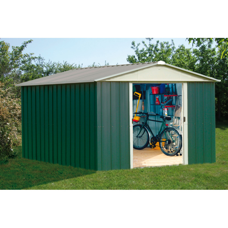 Abri de jardin en métal vert 3,03 x 3,96 x 2,02 m