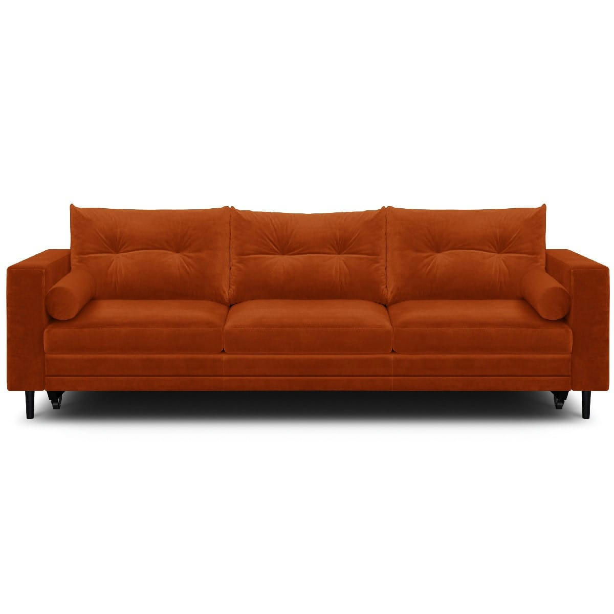 VIKTOR - Canapé 3 places convertible en velours rouille