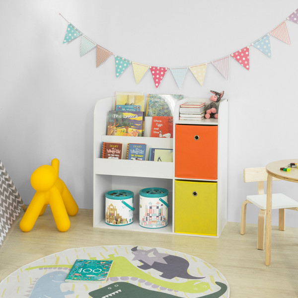 SoBuy Regał dziecięcy z 2 szufladami Biały 89x34.8x87cm KMB37-W