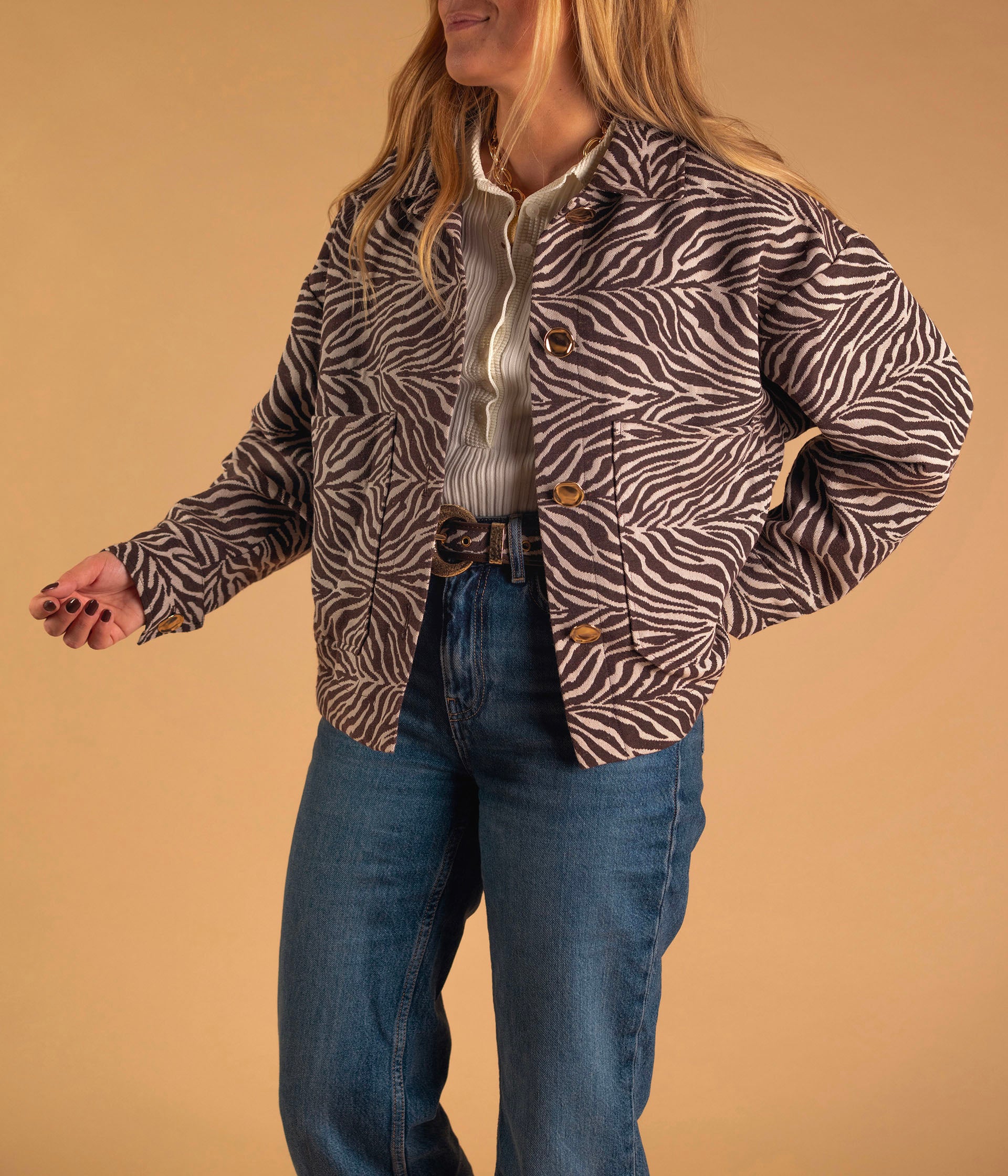 Veste Helsaa chocolat zébré