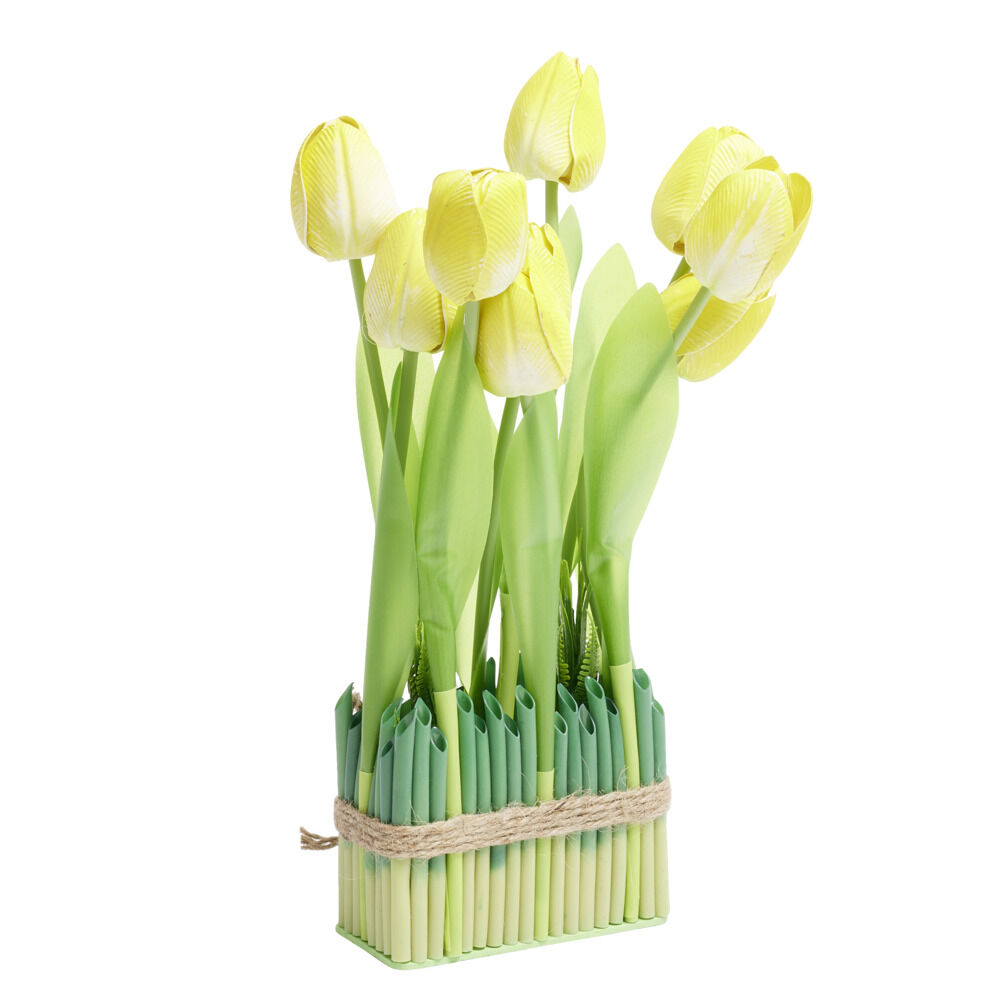 Carré de tulipe artificielle rose 15x8xH39cm