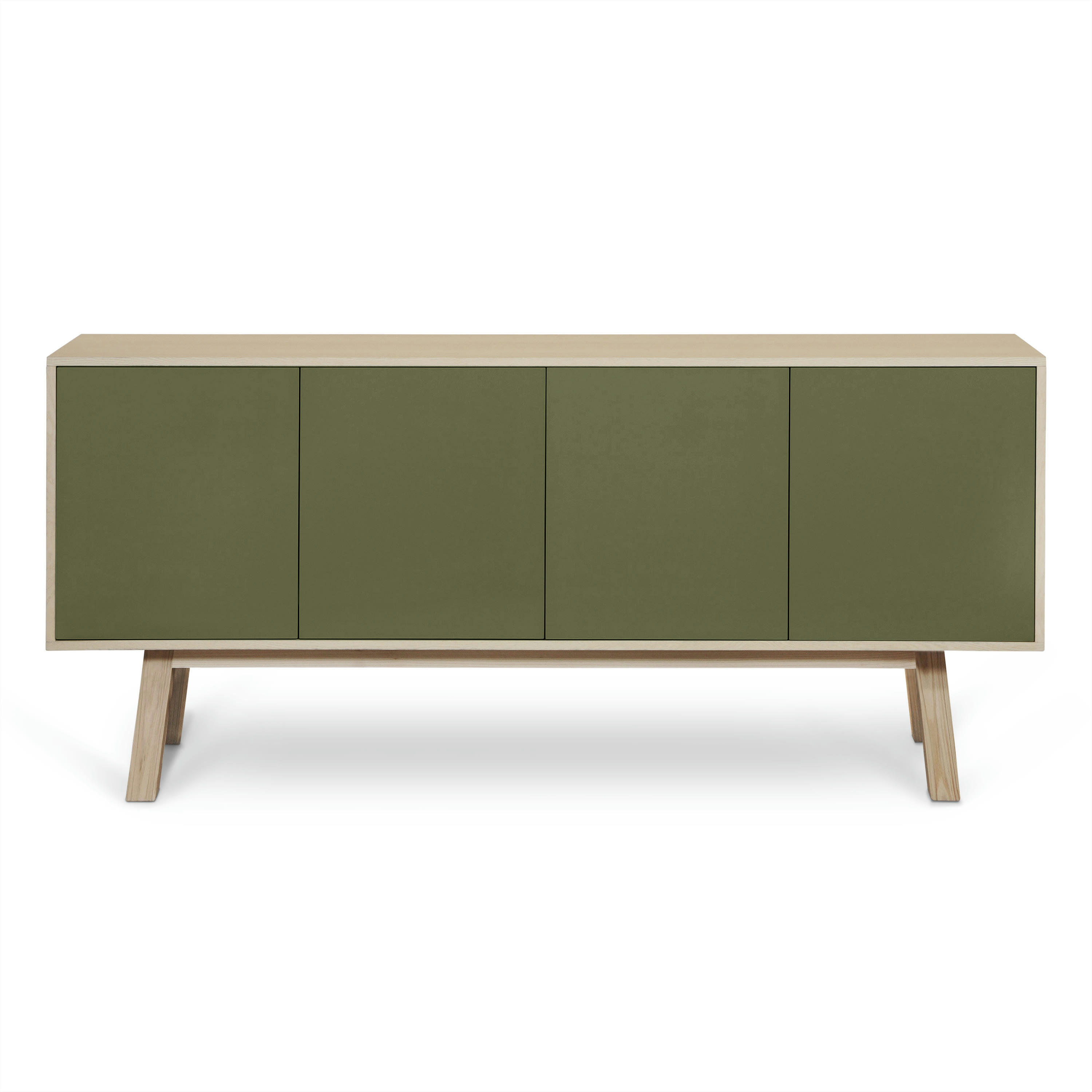 KUBE - Buffet 4 portes en frêne 220 cm, hauteur 94 cm