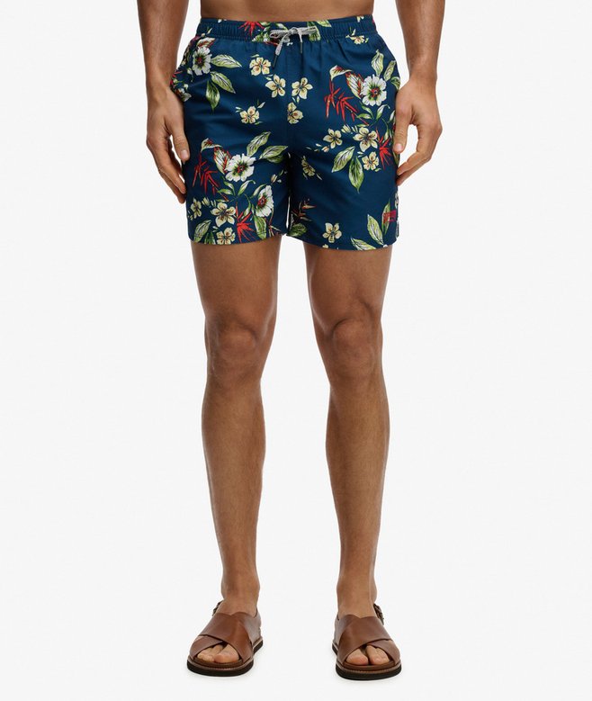 Hawaiian Print 16-inch Swim Shorts