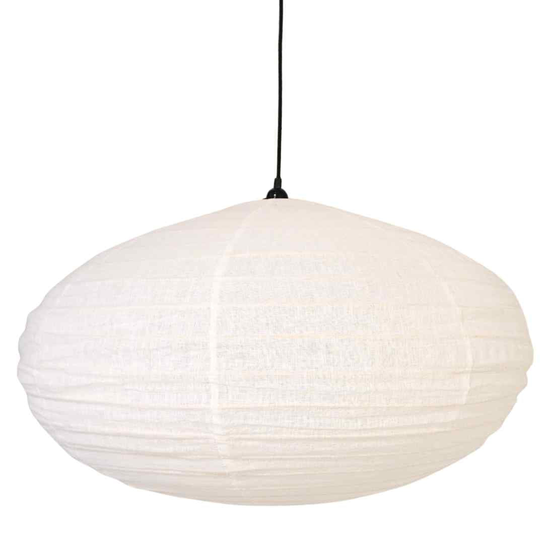 NOA MAY Hanglamp Ellips - off white - linnen - XXL - Ø 80 cm / H 45 cm