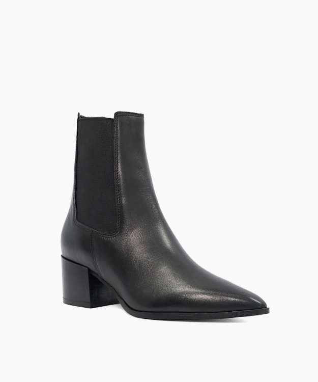 Pimo Black - Leather Heeled Ankle Boots