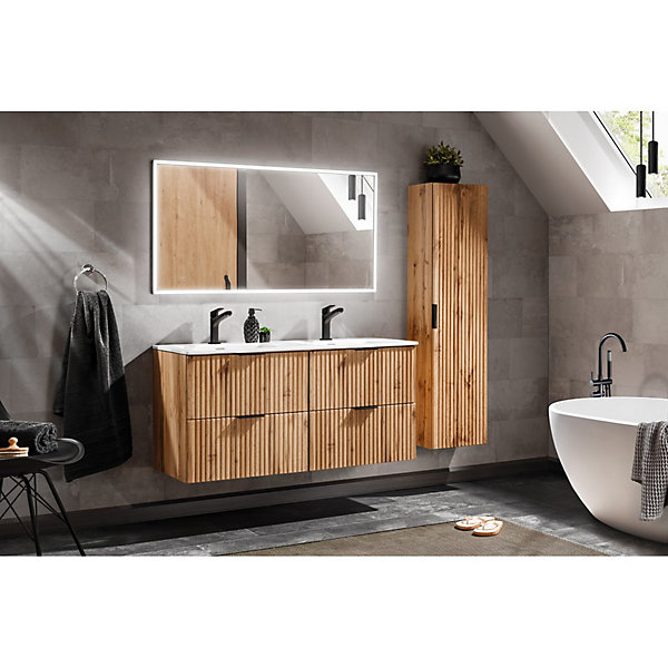 Colonne salle de bain suspendue NOXERA1 porteColoris chene wotanHauteur 140 cm