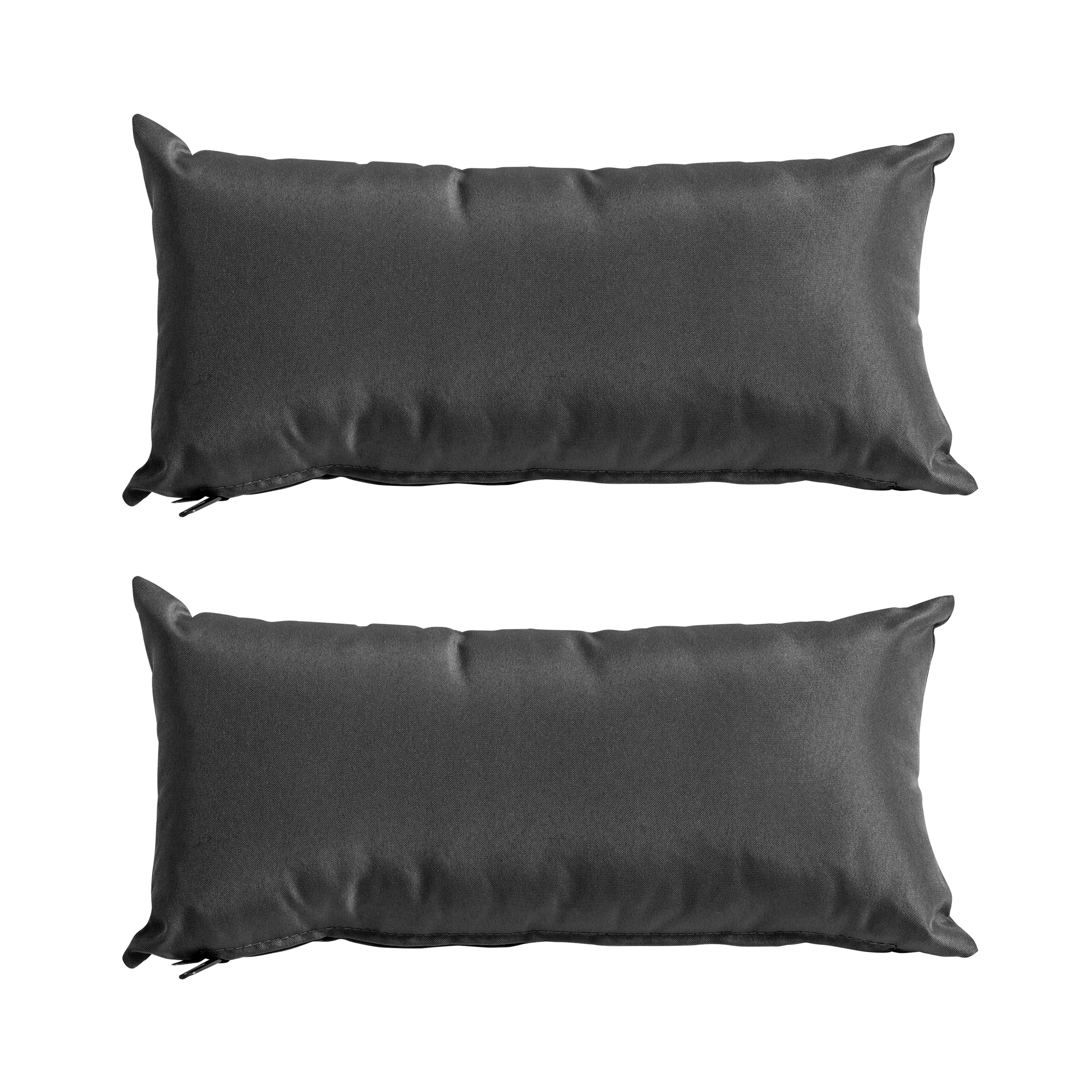 CUZCO - Lot de 2 petits coussins polyester anthracite 40x20x8 cm