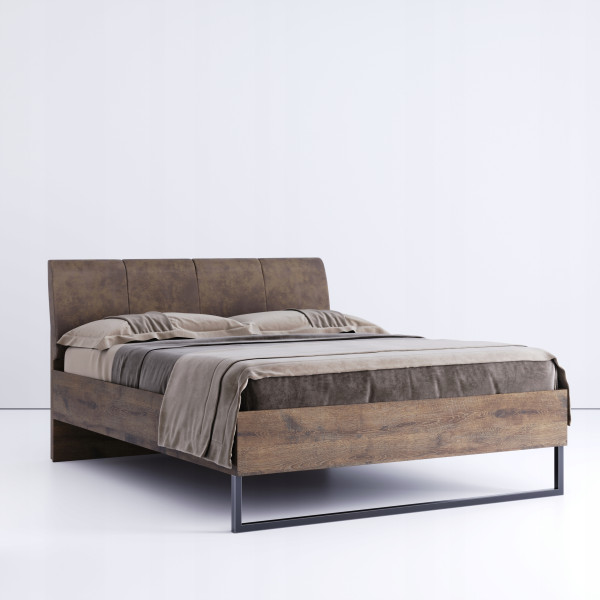 Łóżko Metalowe Modern Loft 180 cm Miękki Zagłówek