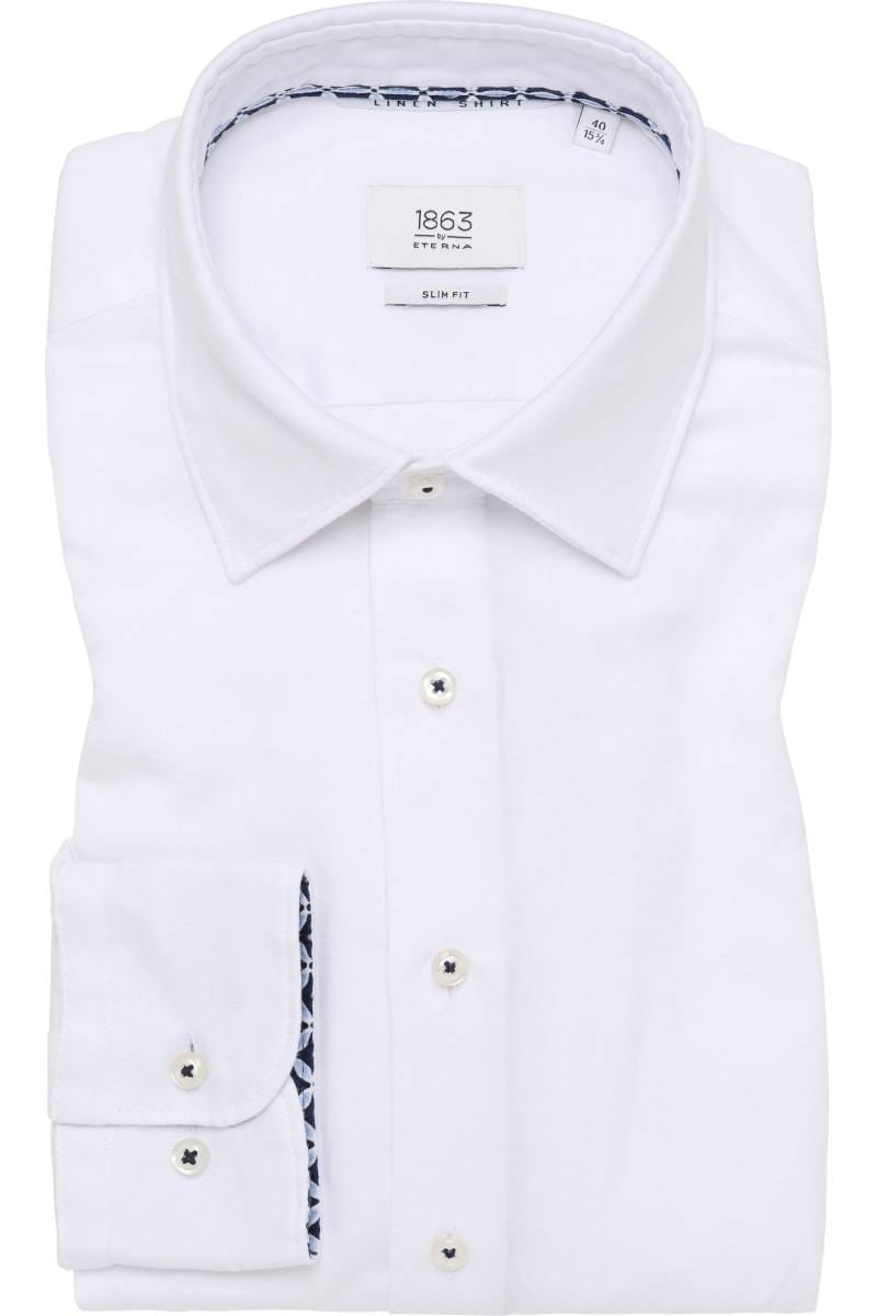 ETERNA 1863 Slim Fit Leinenhemd weiss, Einfarbig