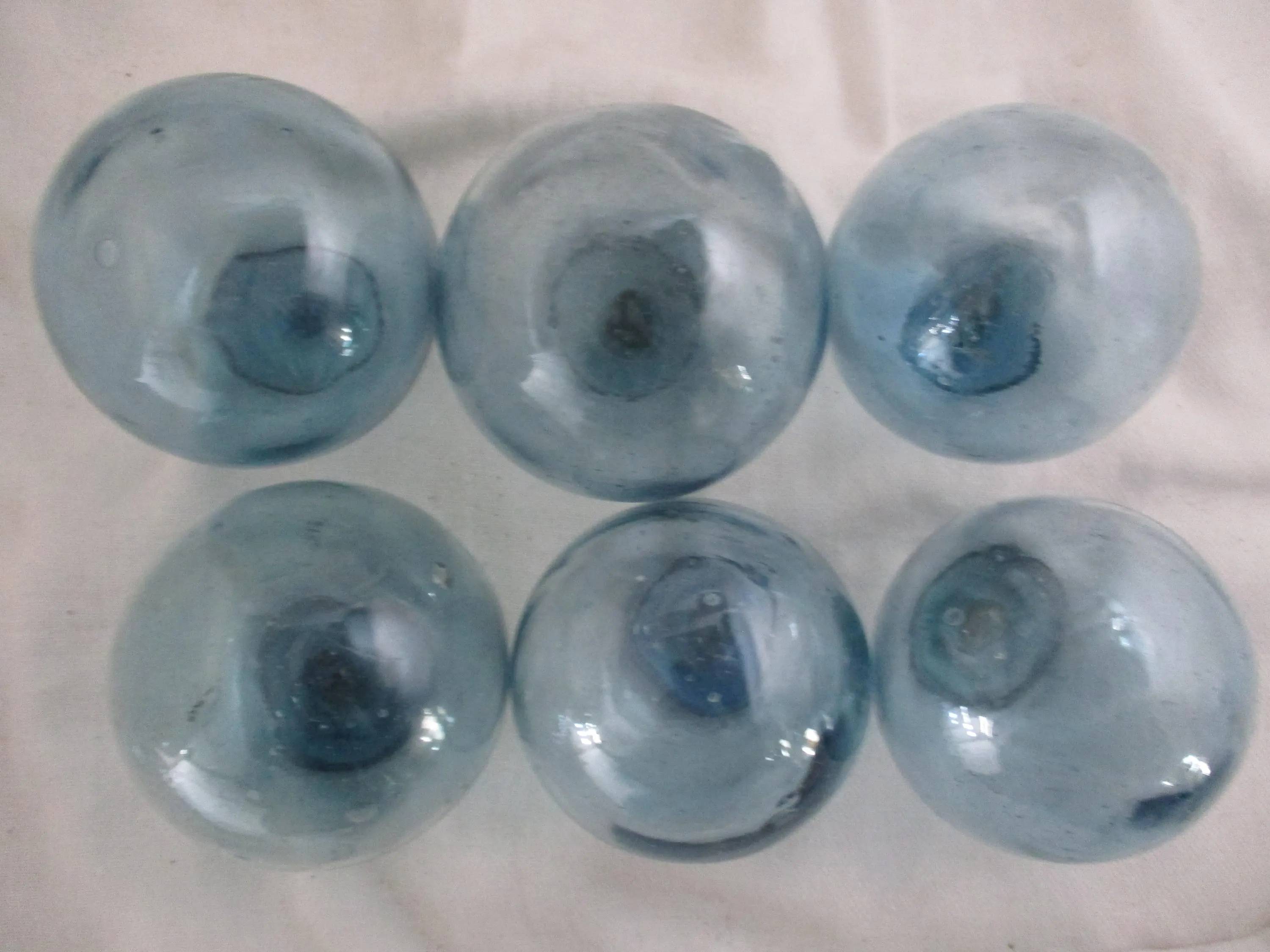 Six Blue Glass Floats Alaska Beach Combed