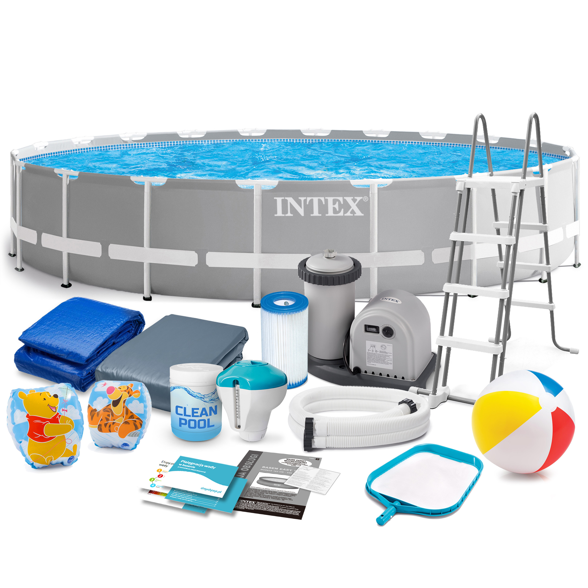 Basen ogrodowy stelażowy 610x132cm Intex zestaw 18w1