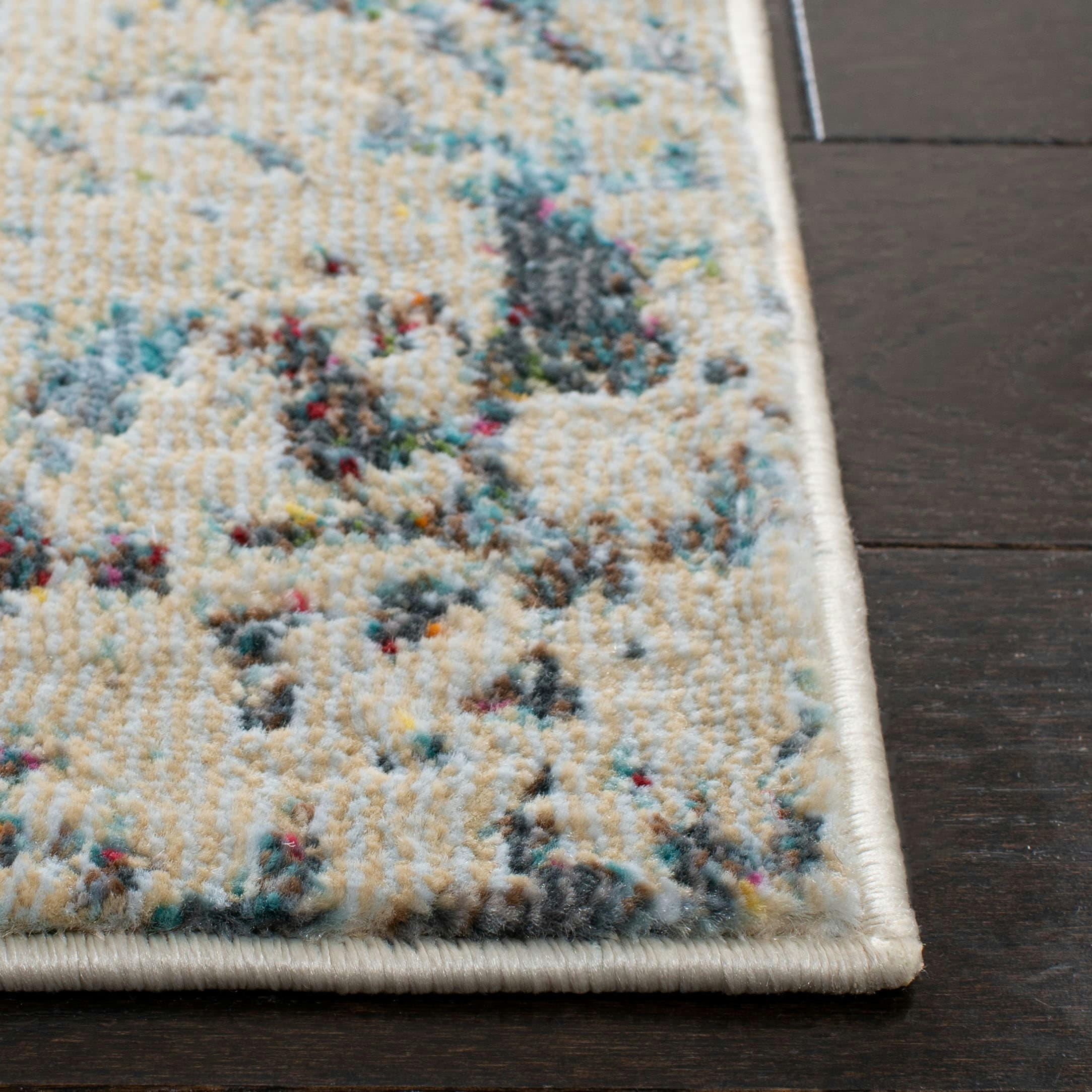 LUXOR - Tapis de salon interieur en  ivoire & bleu, 91 x 152 cm