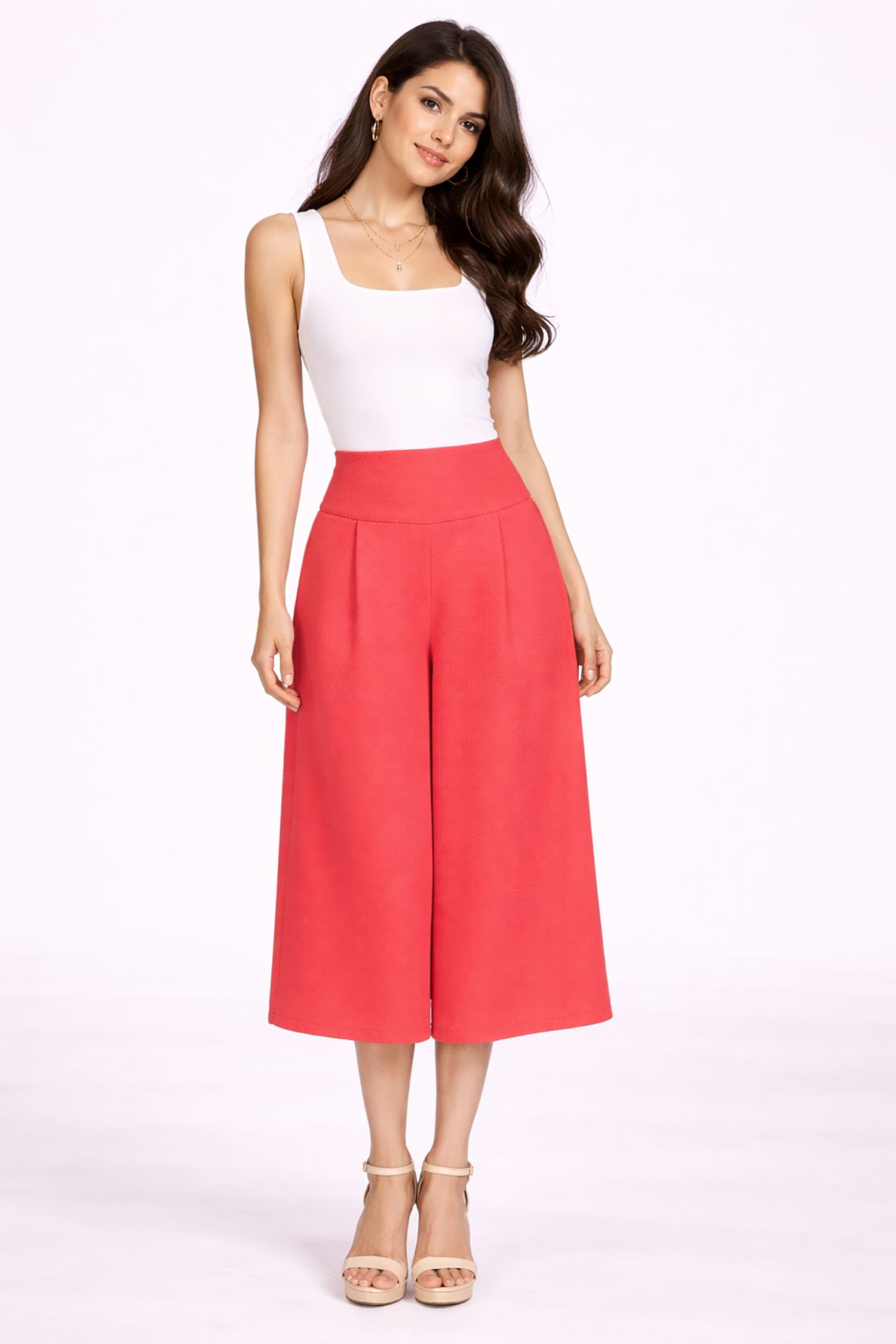Cutie London Textured Wide-Leg Culottes