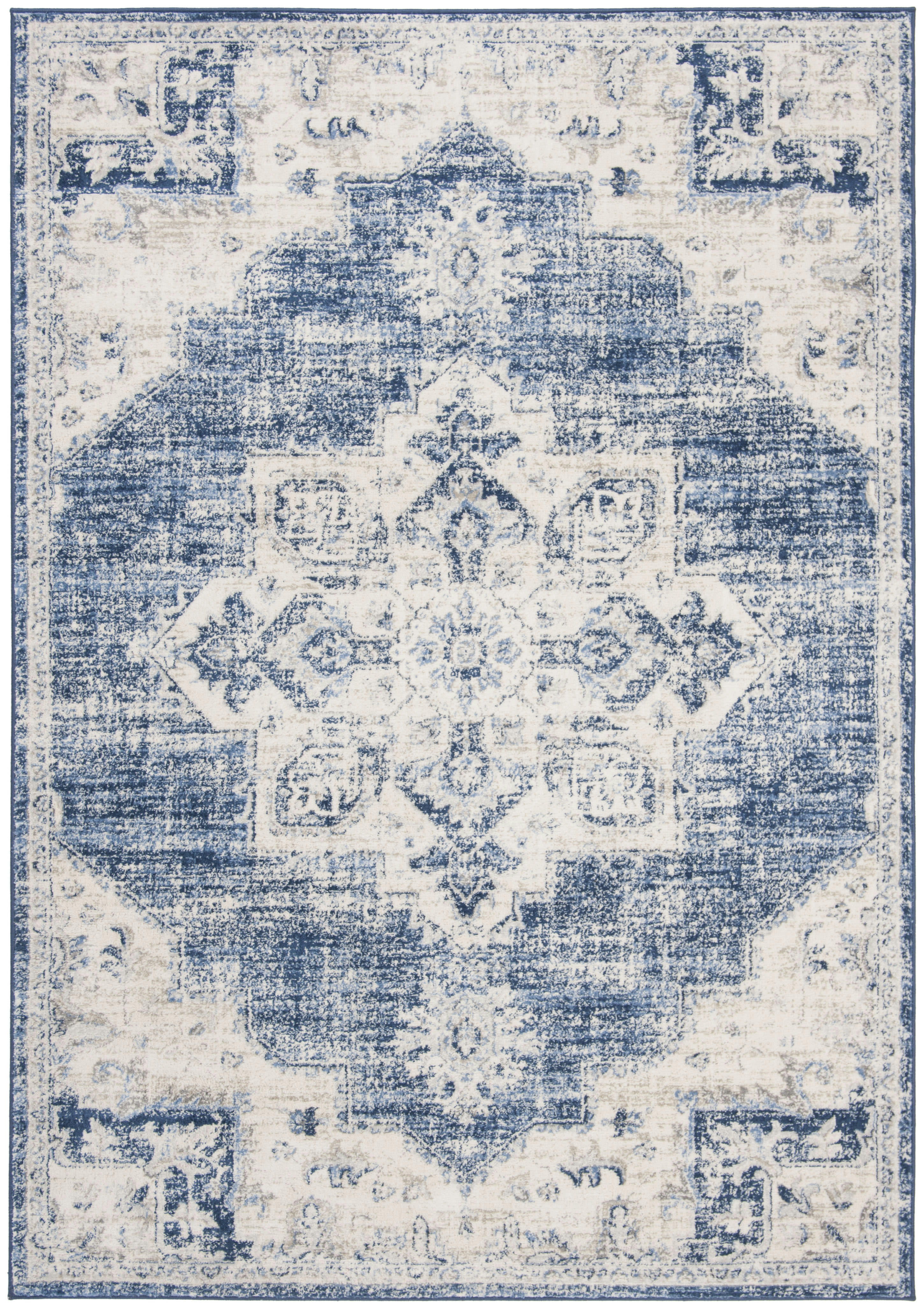 BRENTWOOD - Tapis de salon interieur en ivoire & marine, 183 x 274 cm