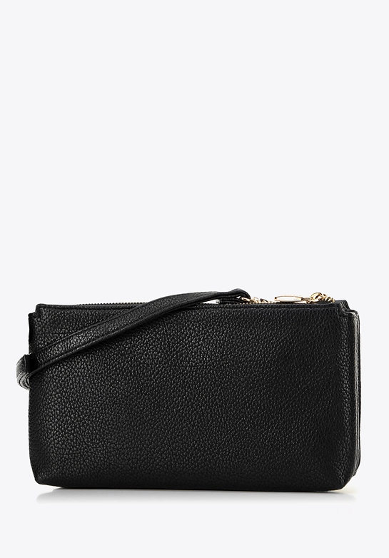 Damska crossbody dwukomorowa z kieszonką czarno - złota