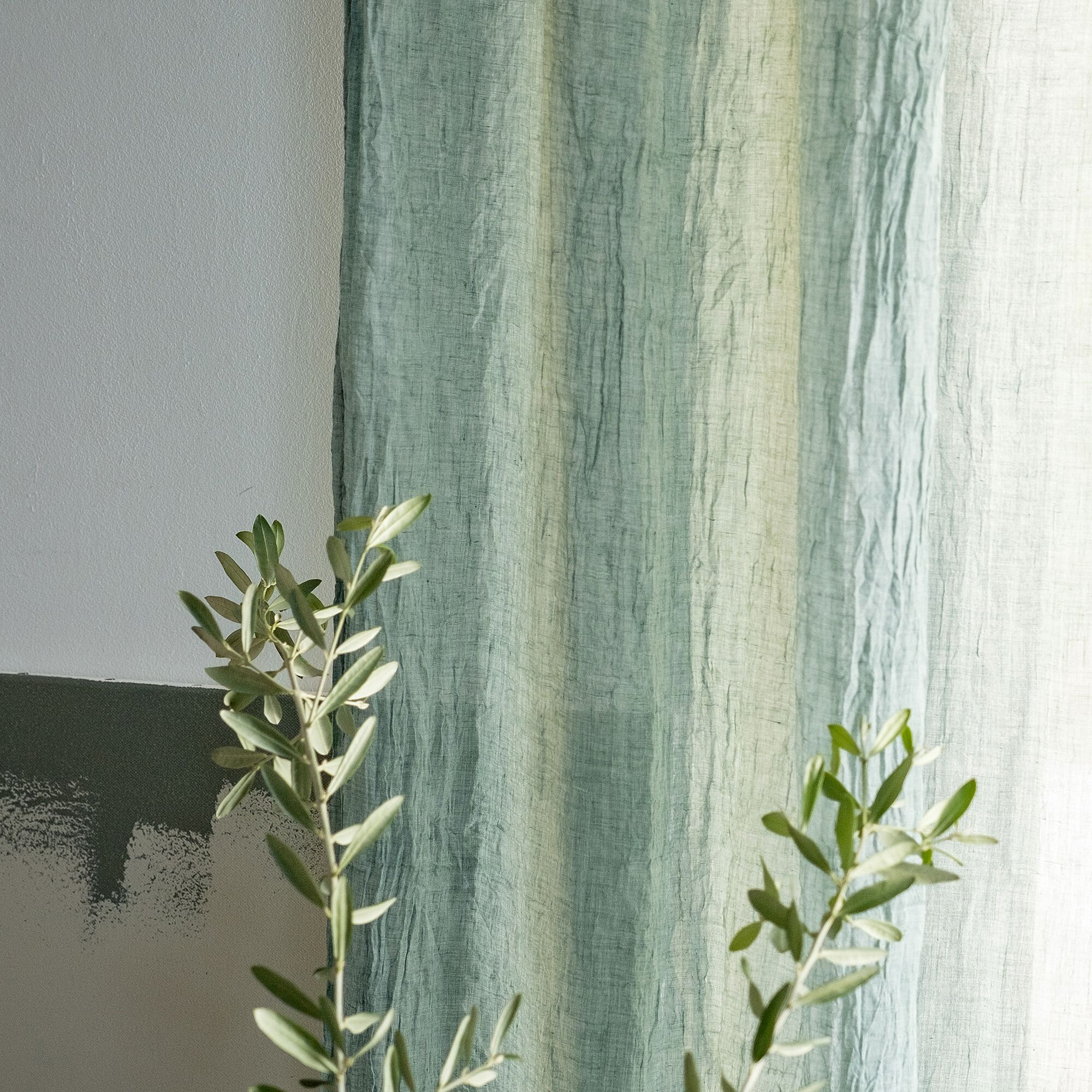 ALBY - Voilage à nouettes en polyester et coton 130x250cm -bleu calaluna