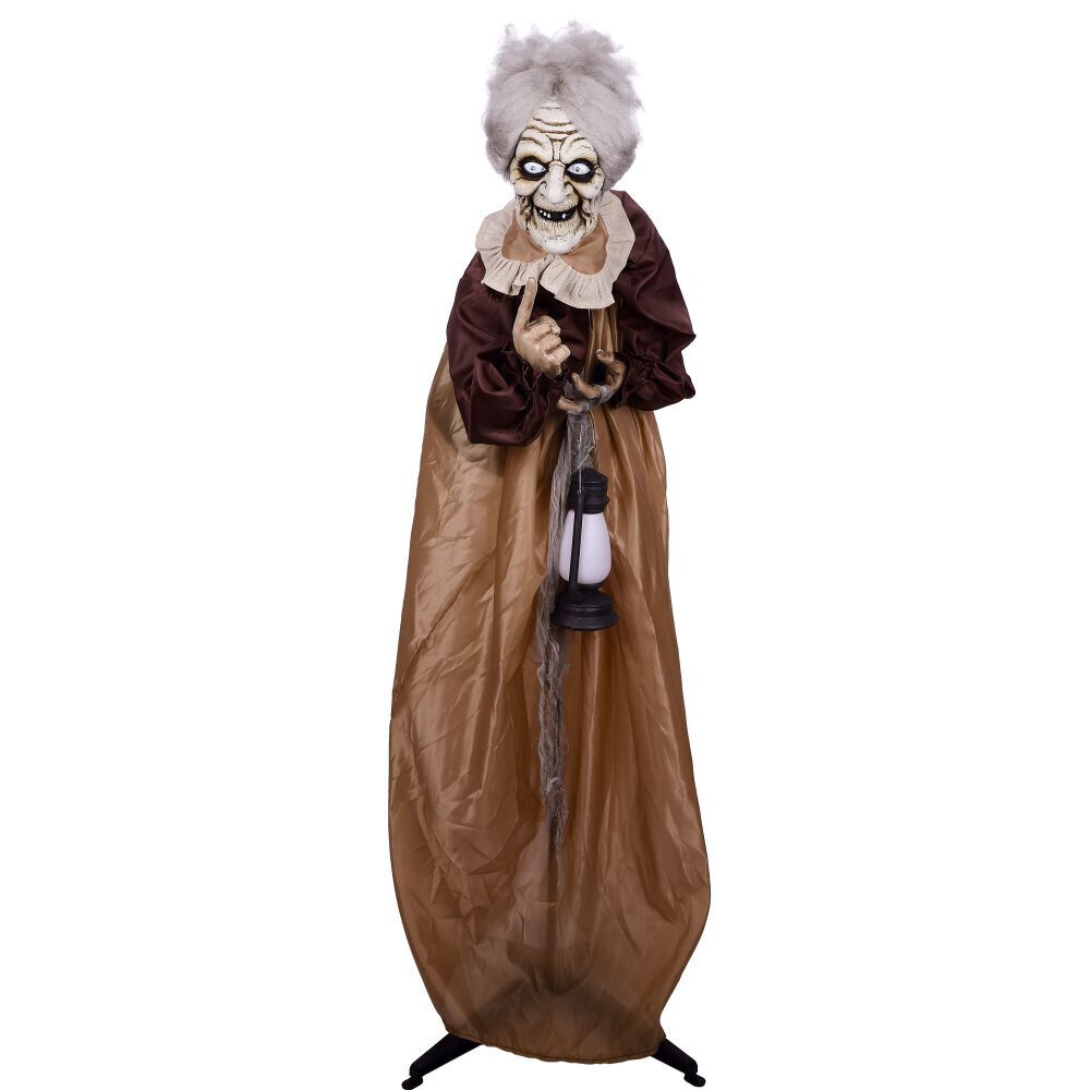 Automate vieille dame animée et sonore Halloween 150cm