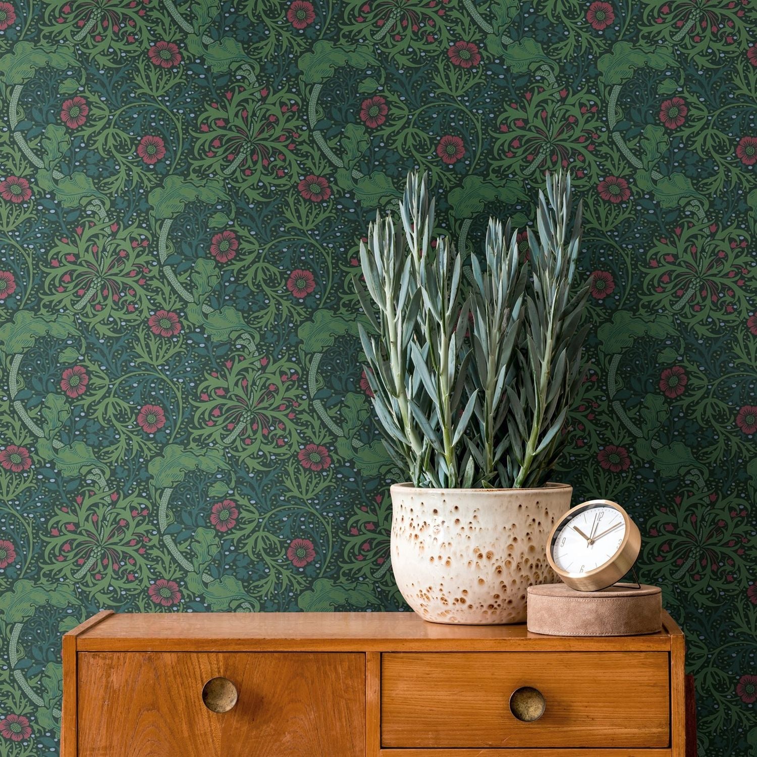 Livingwalls behang bloemmotief groen, zwart en rood - 53 cm x 10.05 m - AS-390591