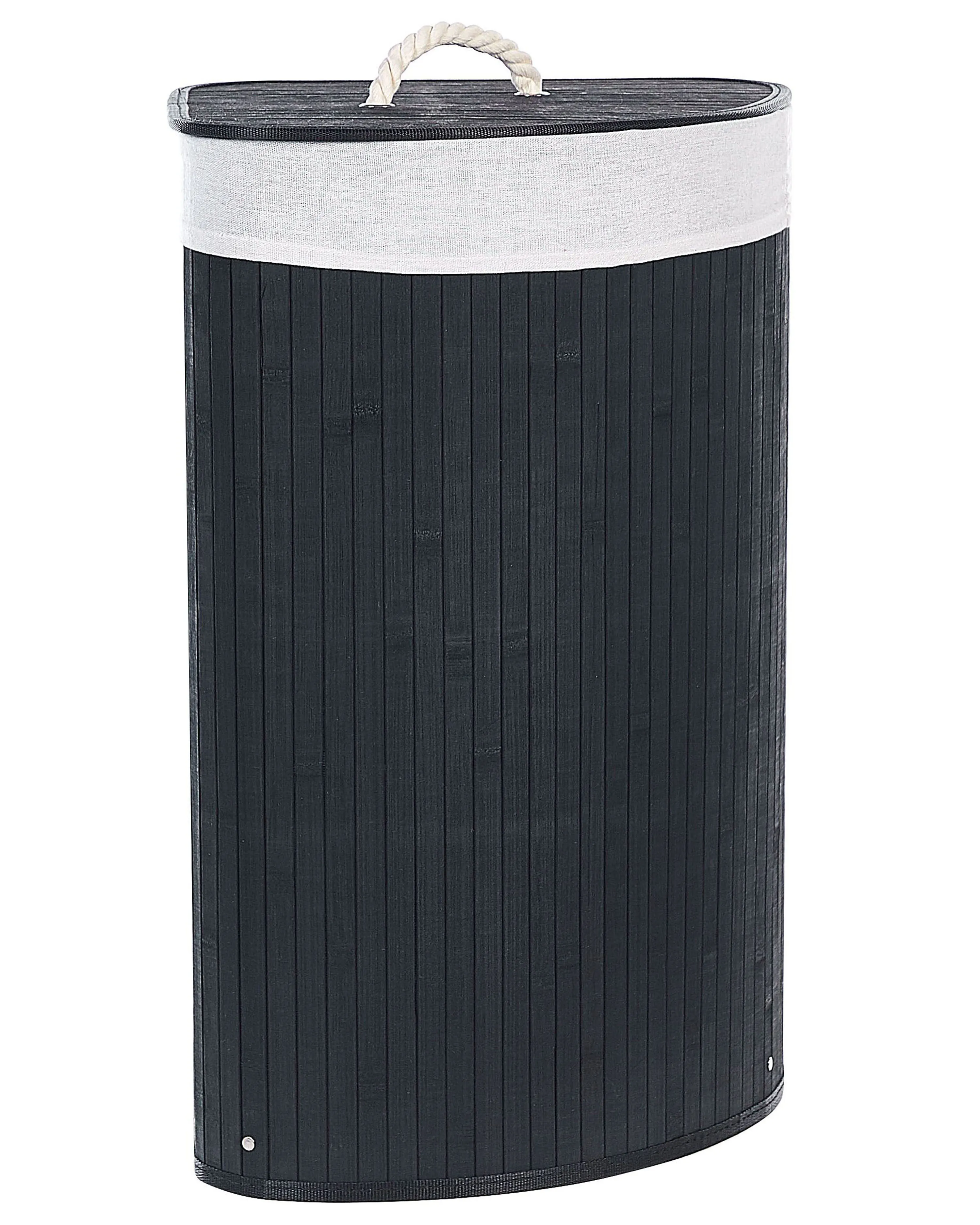 Laundry Basket MATARA Bamboo Black 57 L