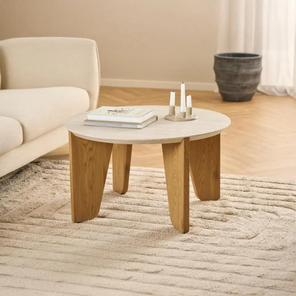 Salontafel Beige - Rond 80x80x45cm - Derk