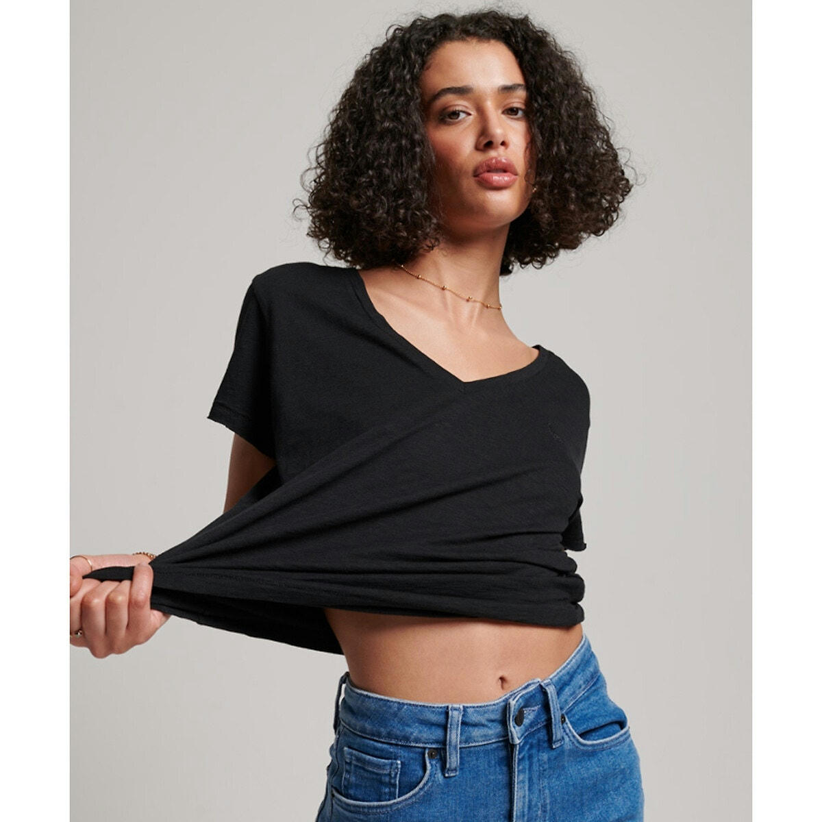 T-shirt uni col V