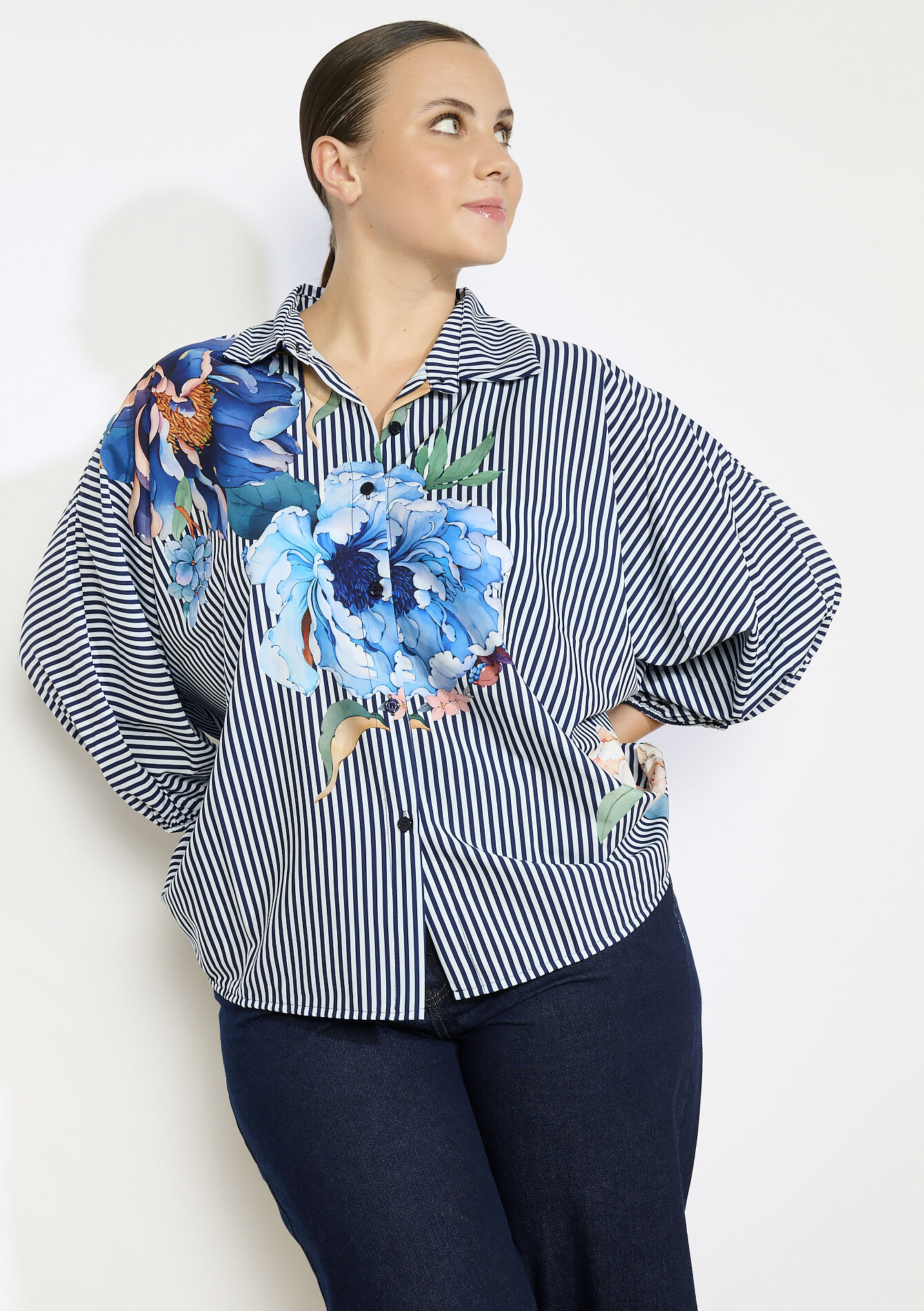 Overhemd met strepen en bloemenprint
