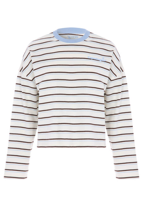 Older Girls Brown Stripe Cotton Top
