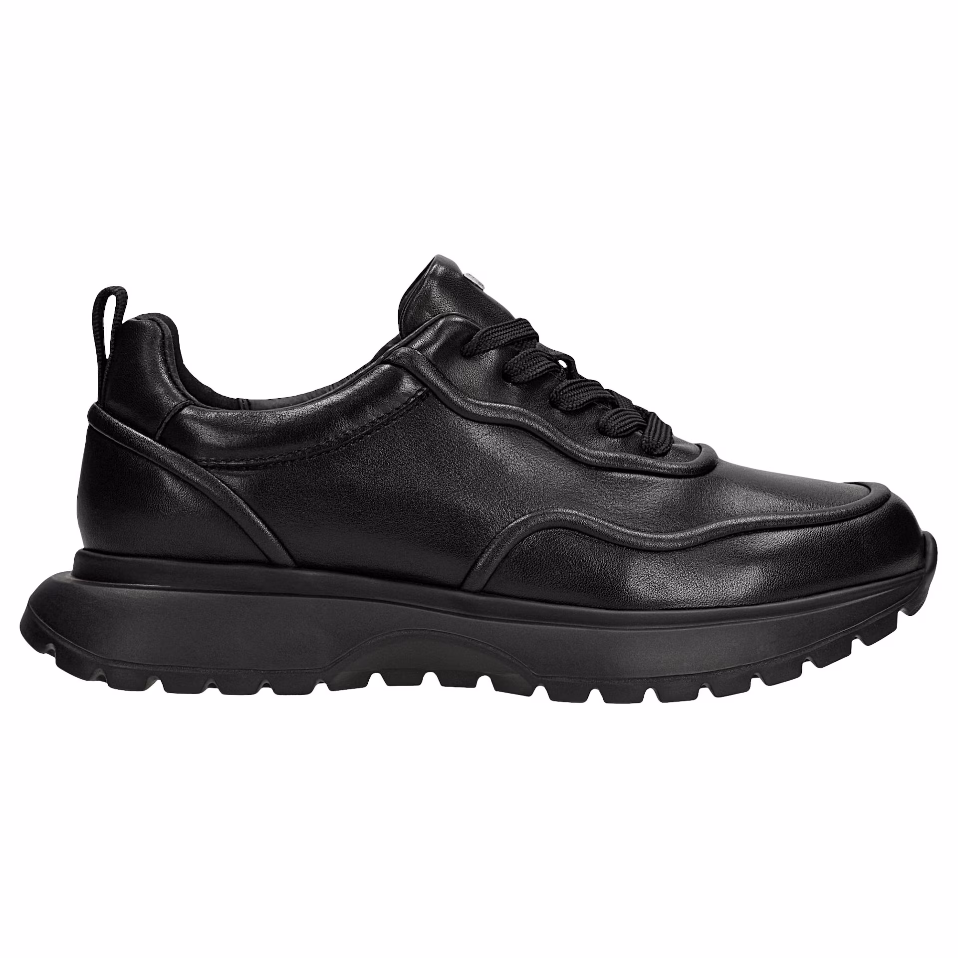 Czarne sneakersy damskie ze skóry licowej