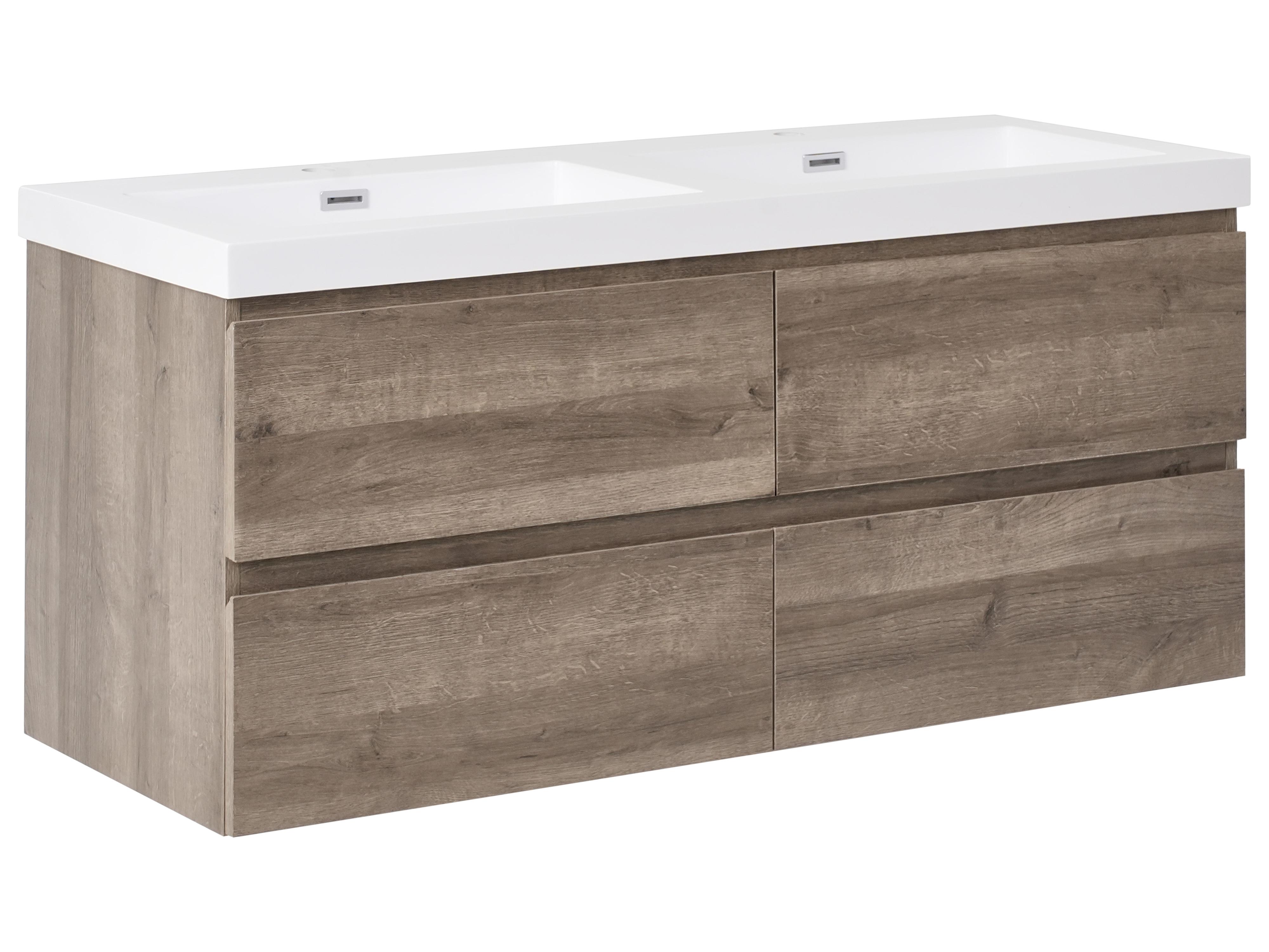 Wall Mounted Double Basin Vanity Unit VIEDMA Taupe