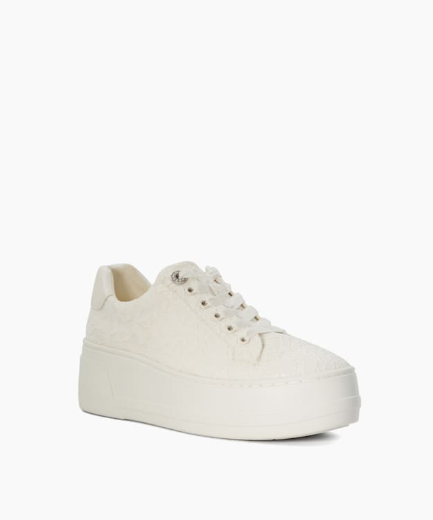Embraced Ivory - Lace Detail Platform Trainer