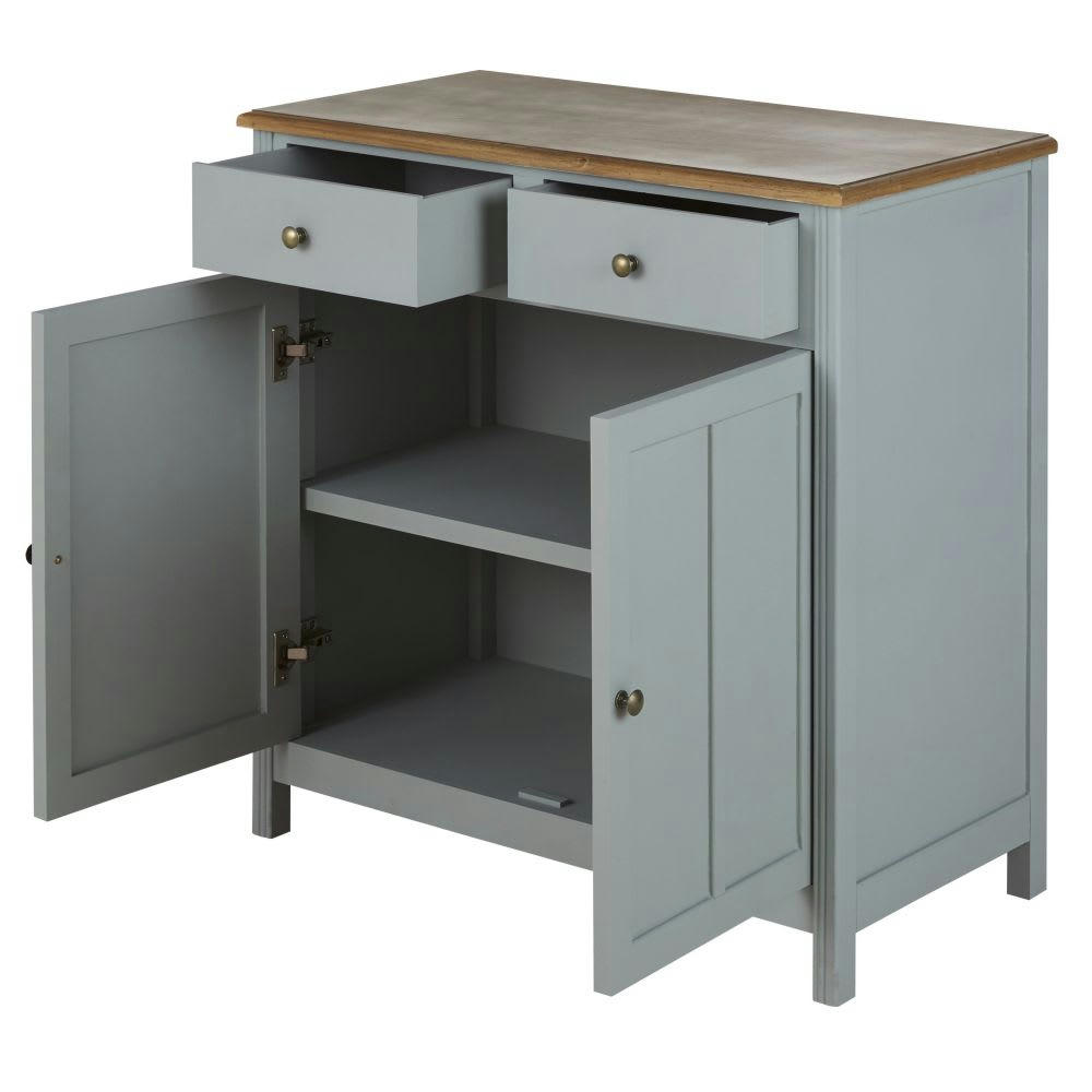Bormes - Buffet 2 portes 2 tiroirs vert de gris