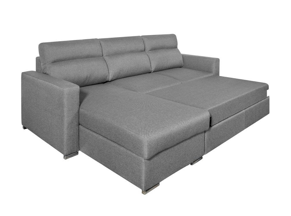 KEI - Canapé d'angle réversible convertible en tissu - Gris clair